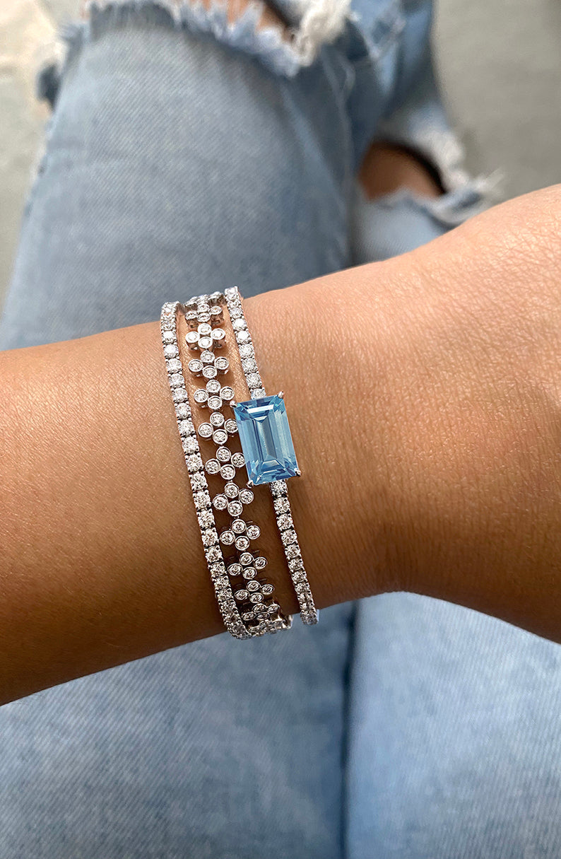Medium Diamond Line Bracelet in White Gold-Ready to Ship