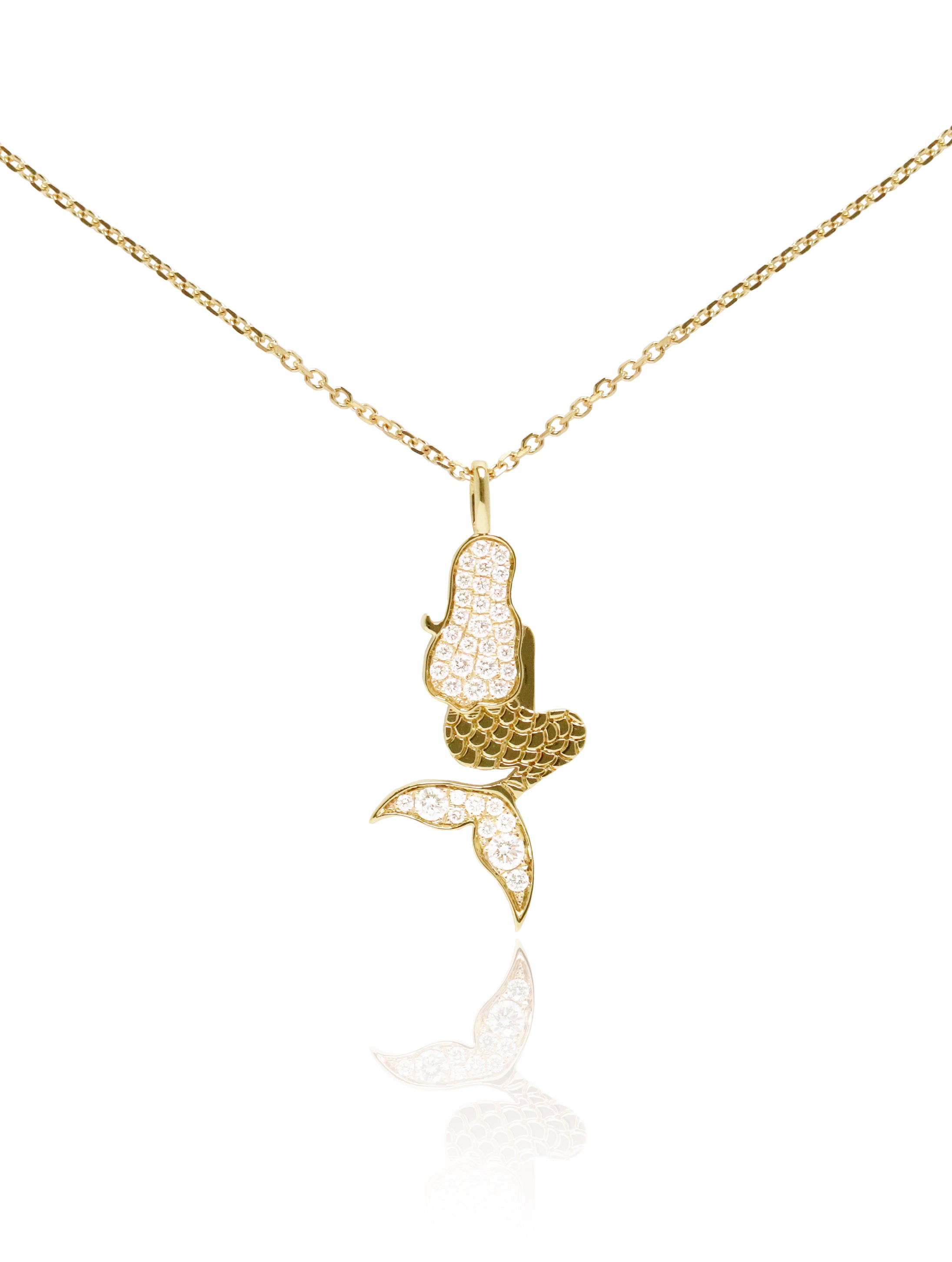 Mermaid Diamond Necklace in 18K Yellow Gold