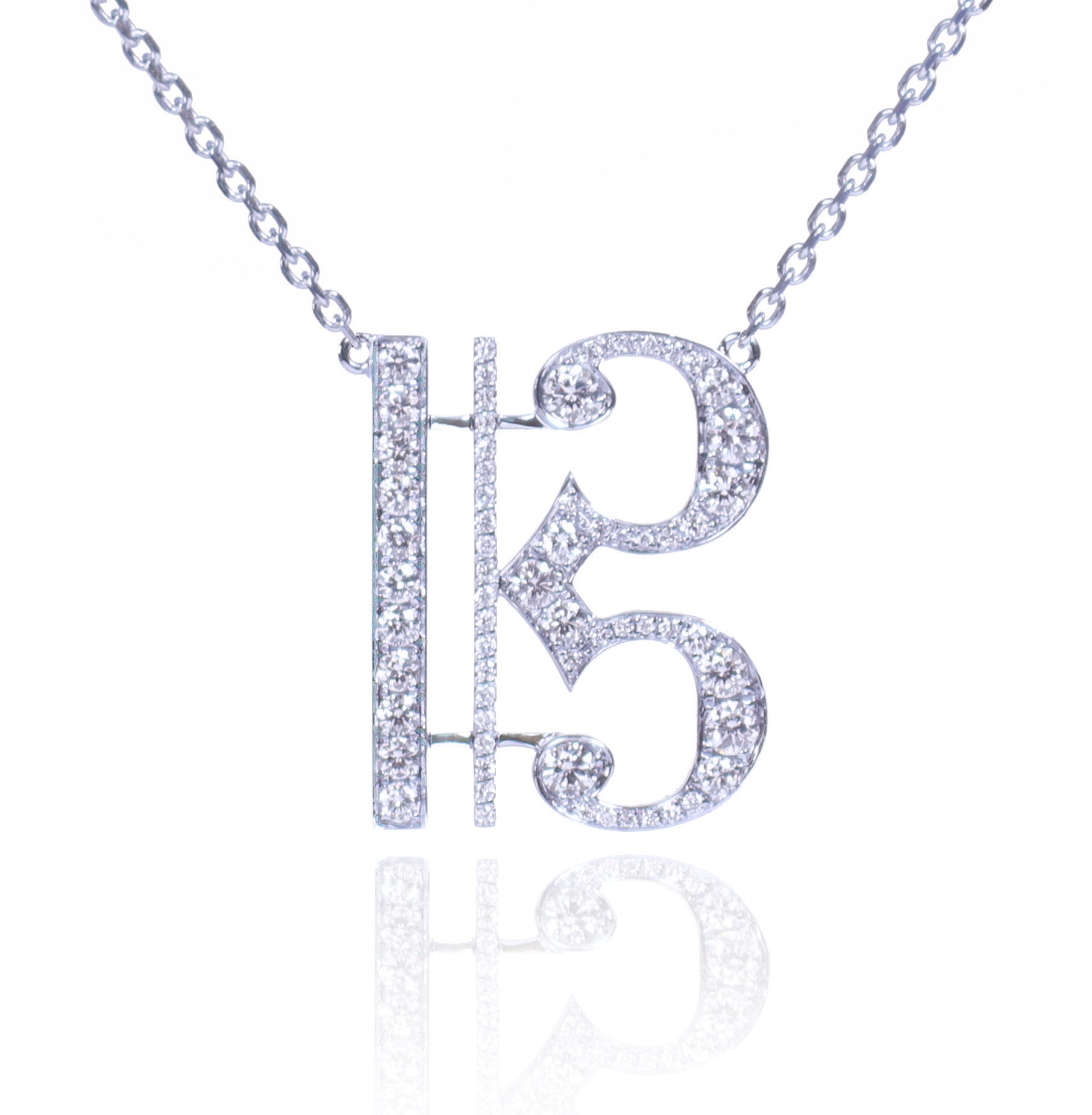 Alto | Tenor Clef Diamond Necklace in 18K White Gold
