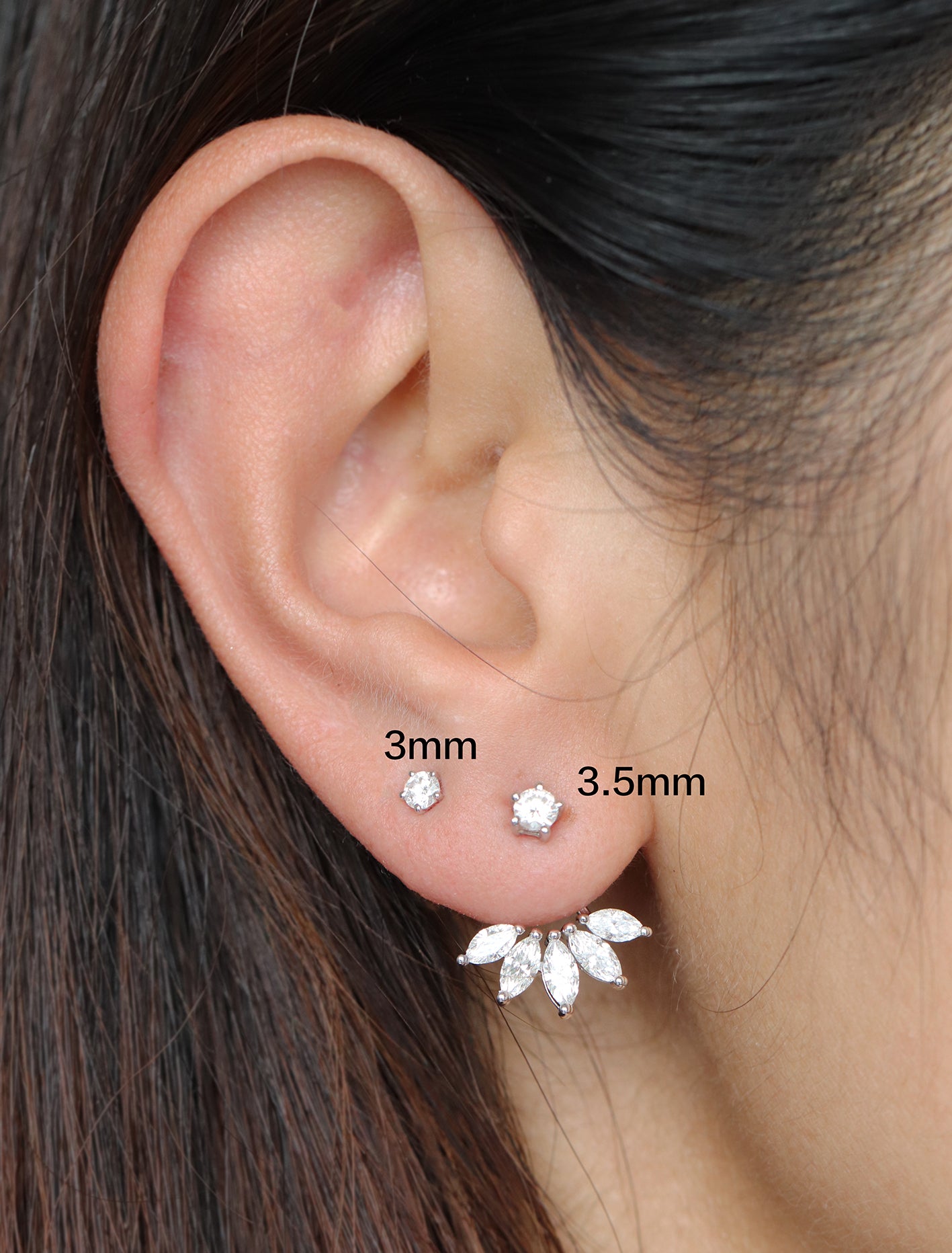 5 Marquises Diamond Earring Backing in White Gold
