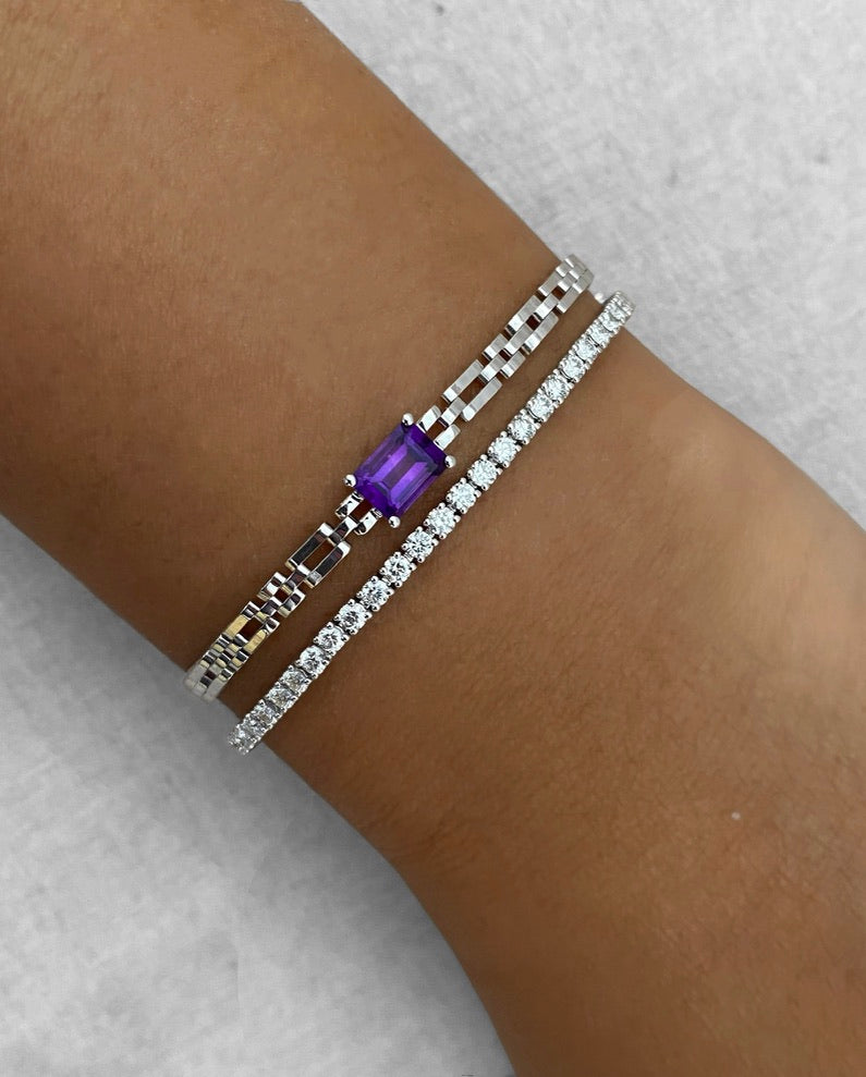 African Amethyst Bracelet in 18K White Gold