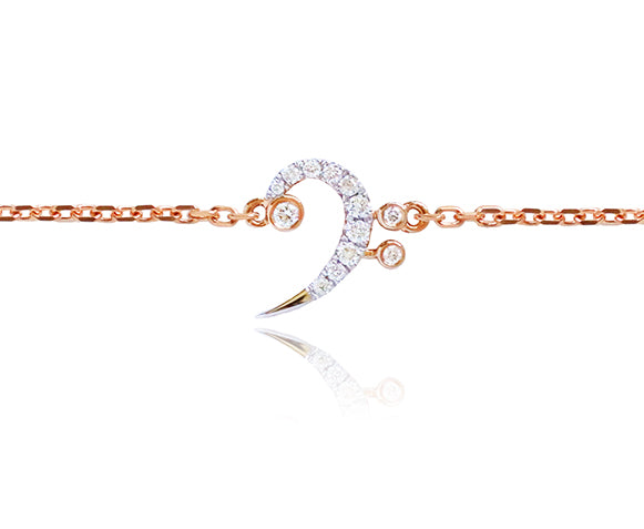 Bass Clef Diamond Bracelet in 18K White | Rose | Yellow Gold