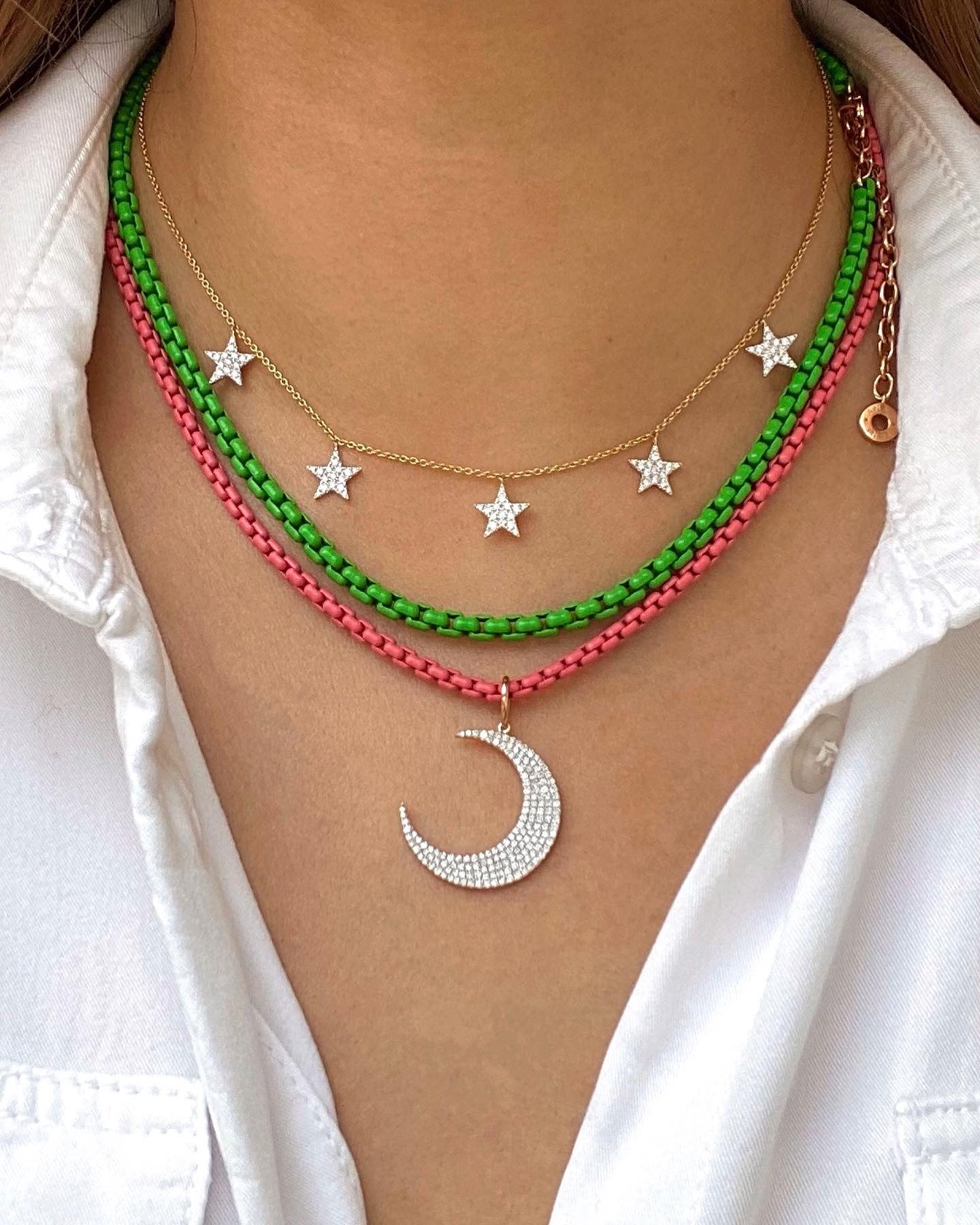 Medium Moon Charm in 18K Rose/White/Yellow Gold