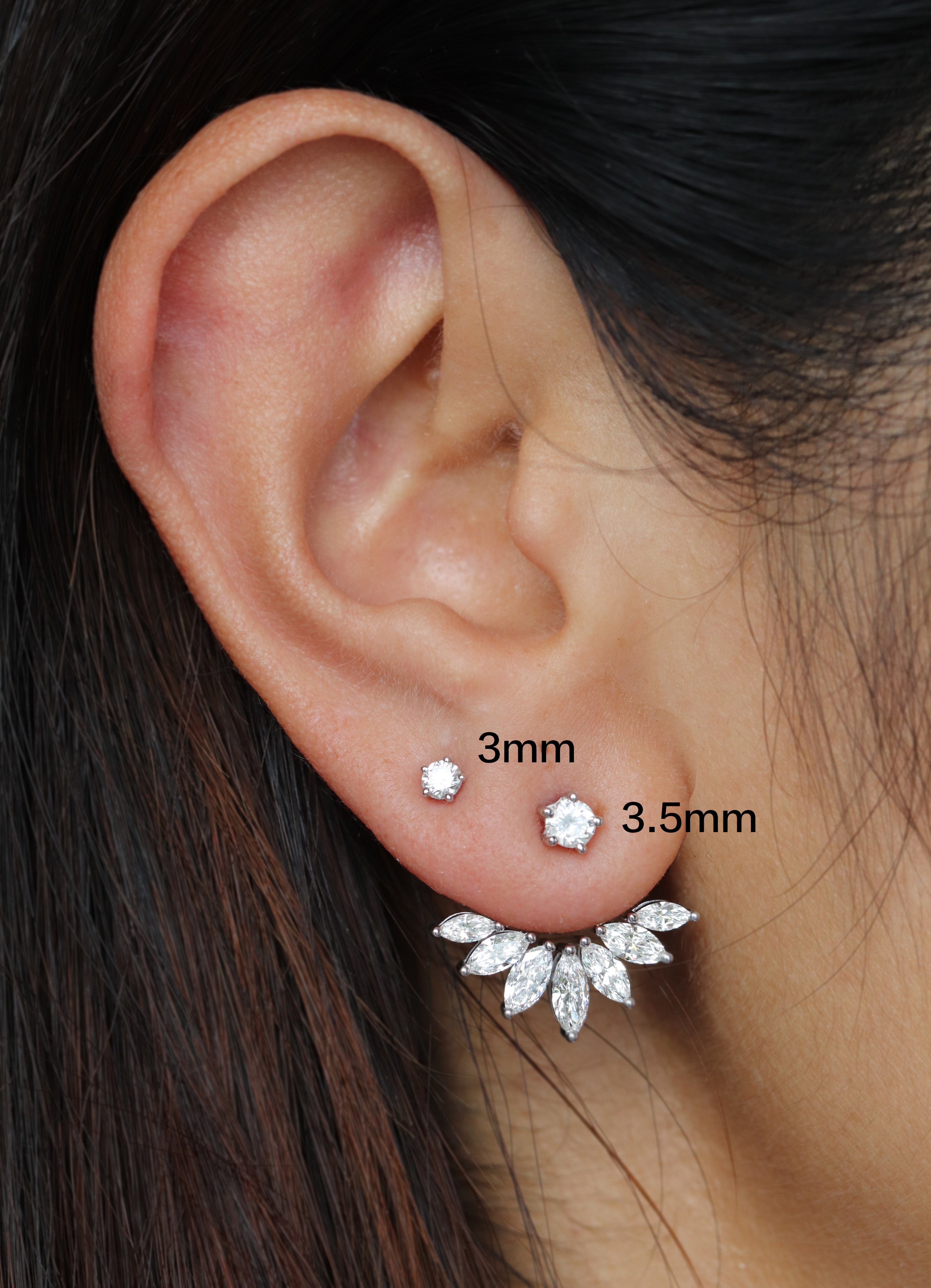 7 Marquises Diamond Earring Backing in 18K Gold
