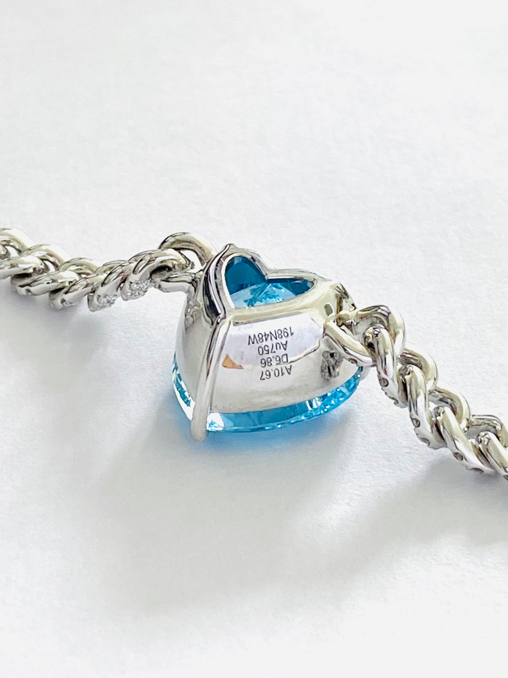 Aquamarine Heart Diamond Link Necklace