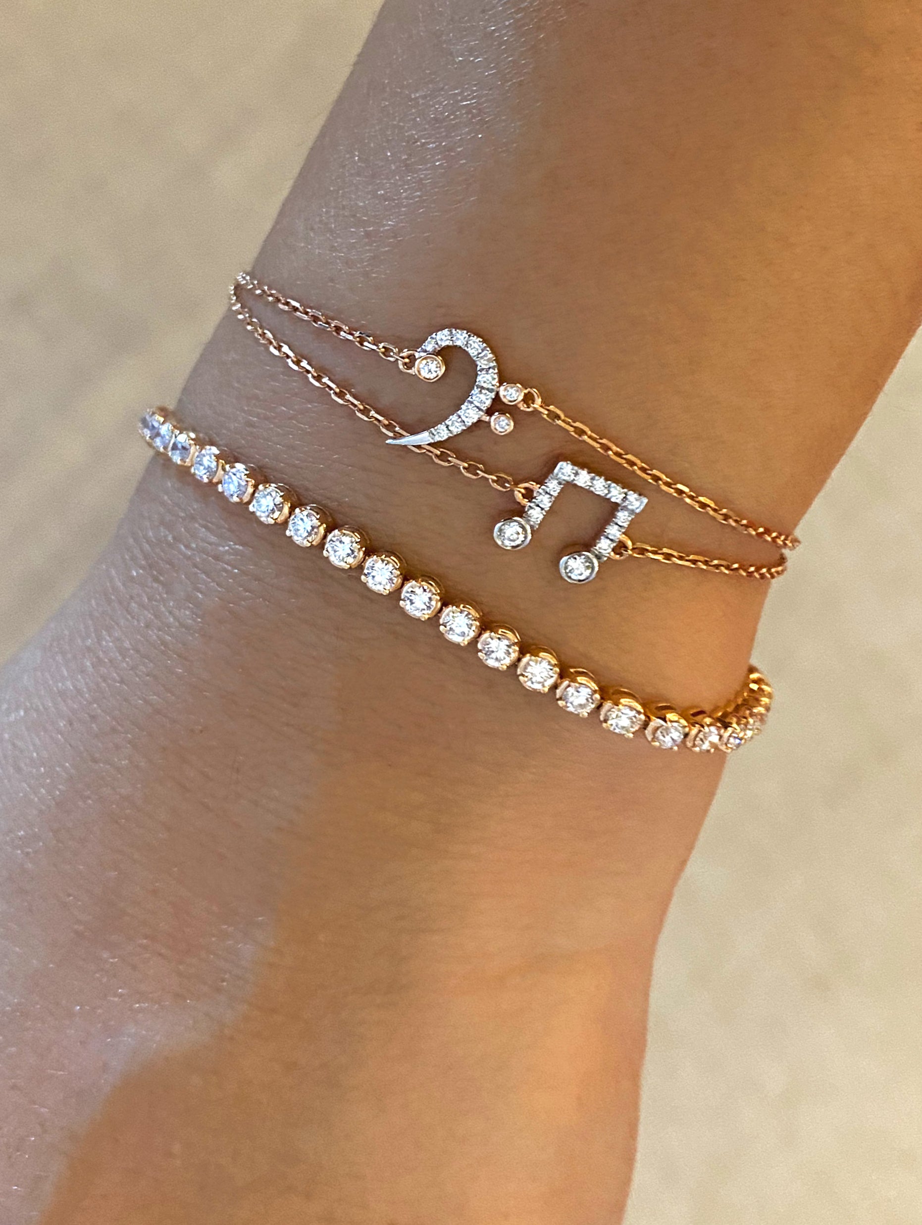Bass Clef Diamond Bracelet in 18K White | Rose | Yellow Gold