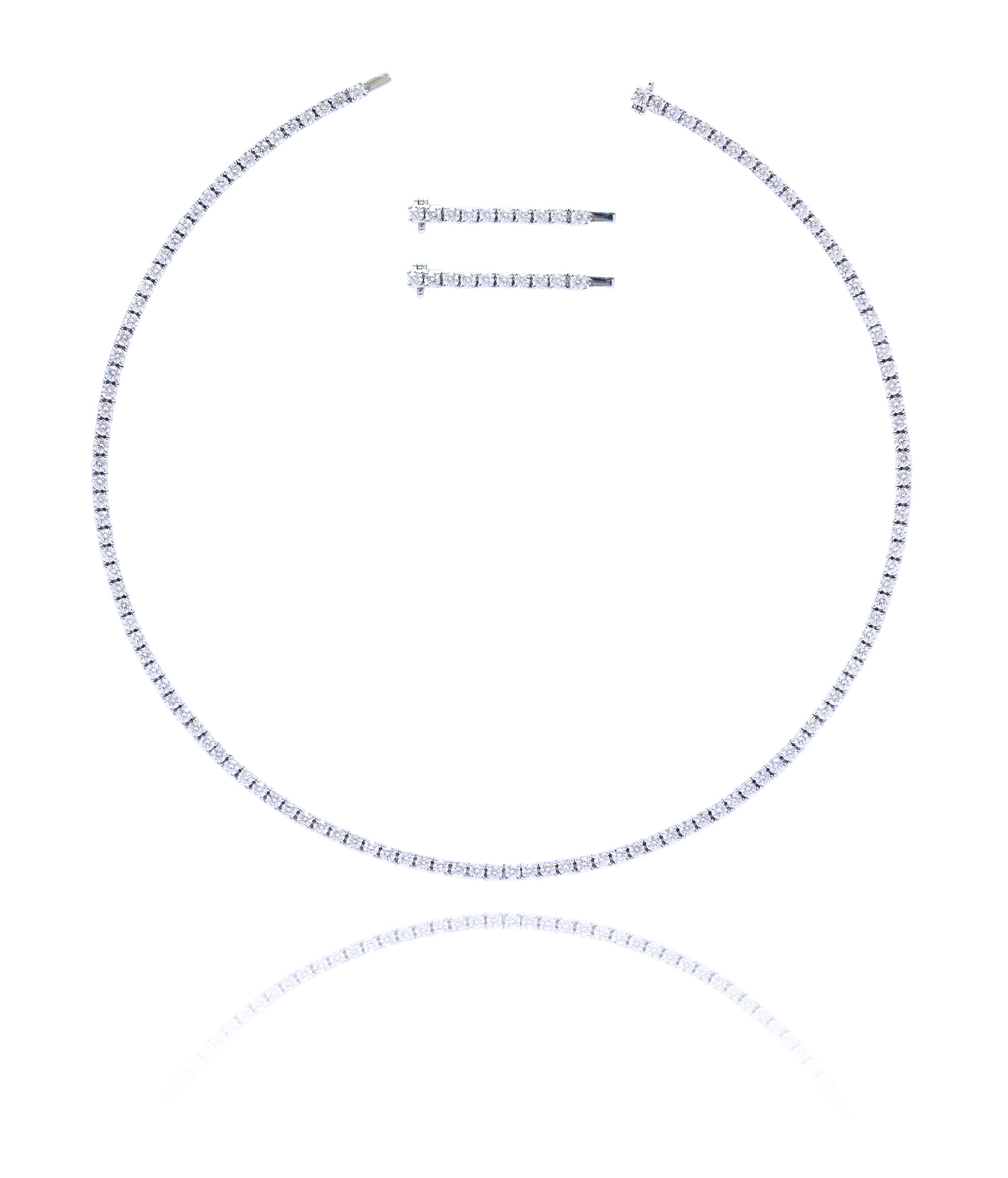 Bold Diamond Line Necklace in 18K White/Rose/Yellow Gold