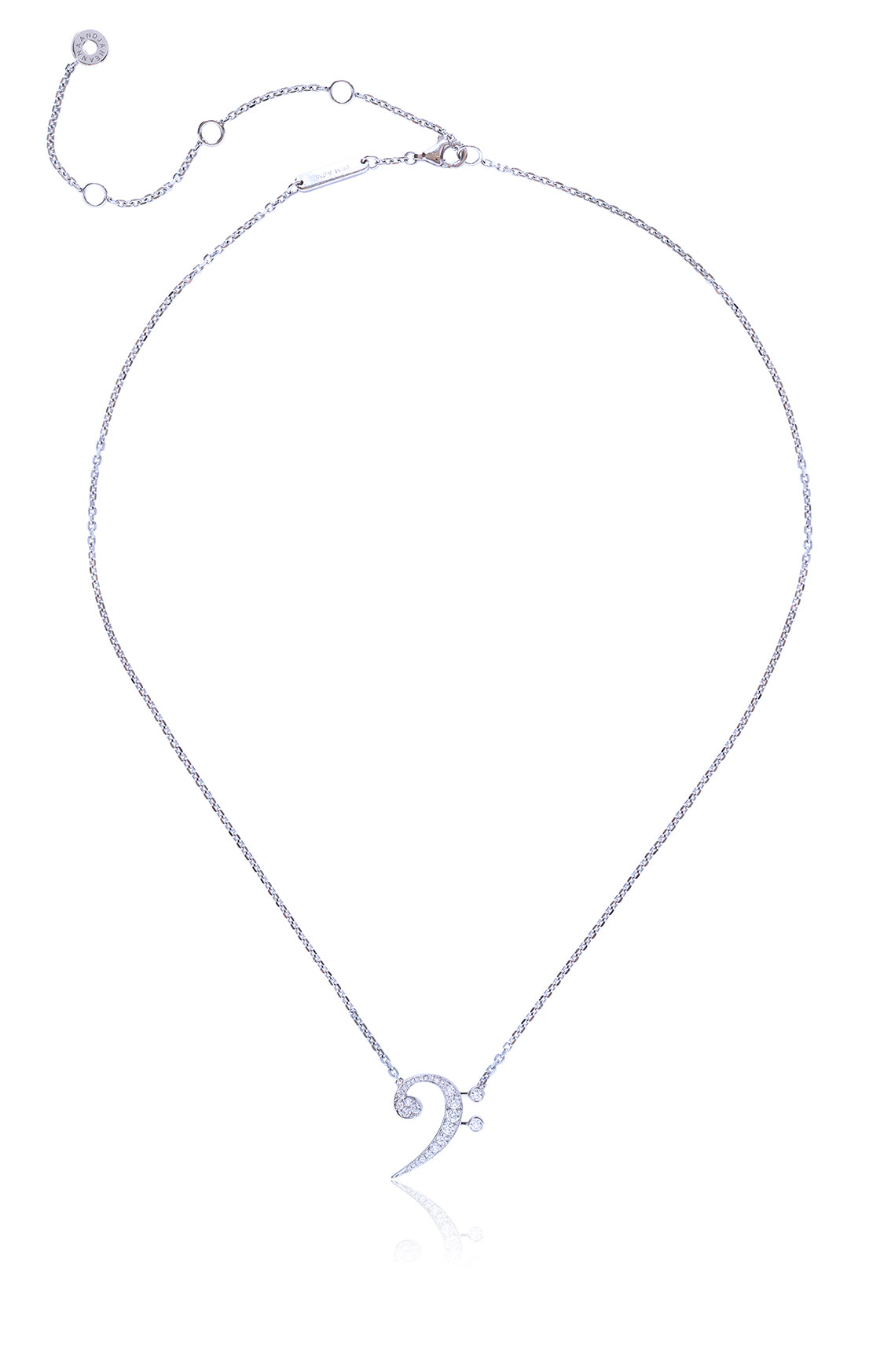 Bass Clef Diamond Necklace in 18K White Gold
