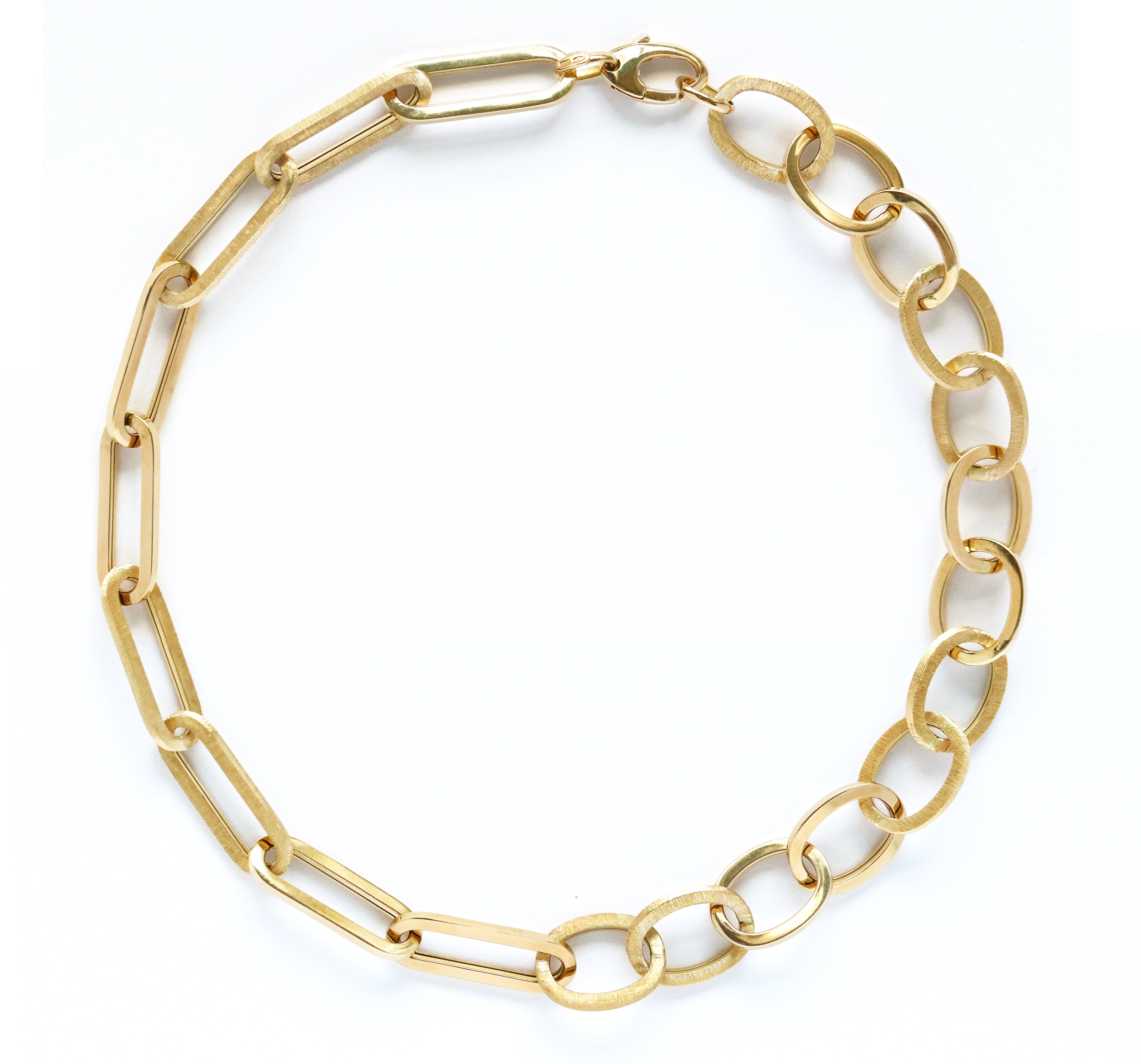 Asymmetrical Chunky Gold Link Necklace in 18K Yellow Gold