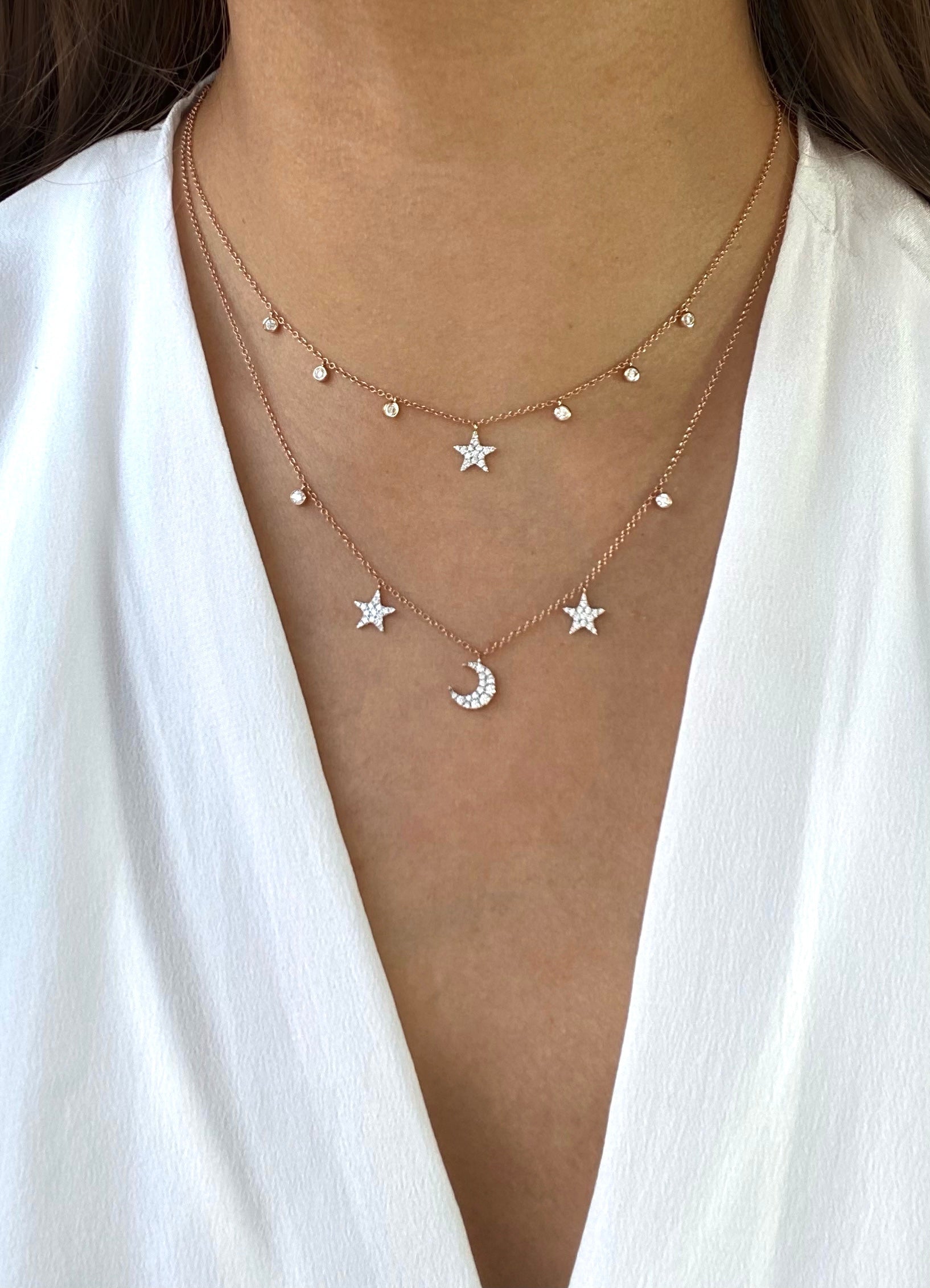 One Star Diamond Necklace with Glider in 18K White/Rose/Yellow Gold