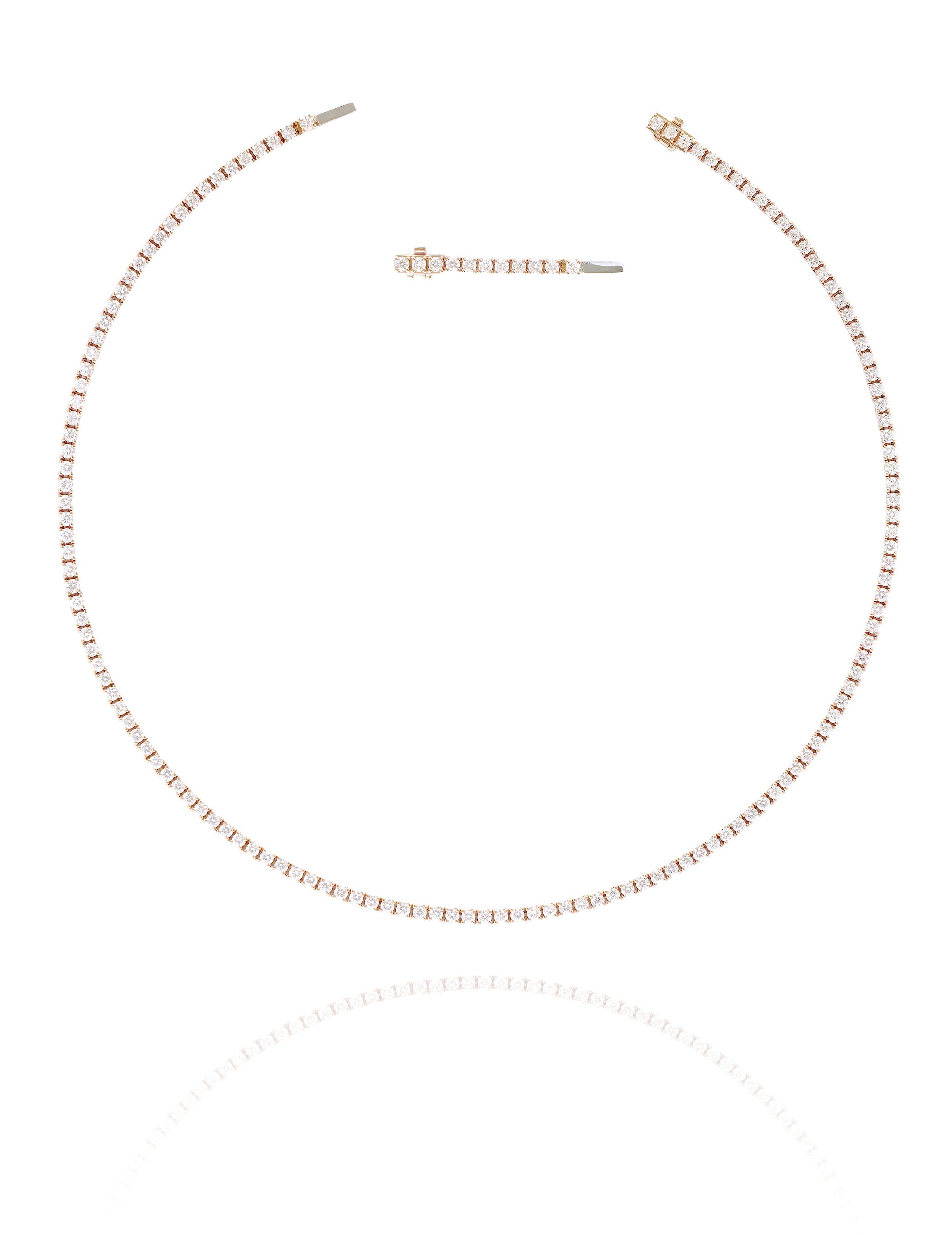 Medium Diamond Line Necklace with Extension in Rose/White/Yellow Gold