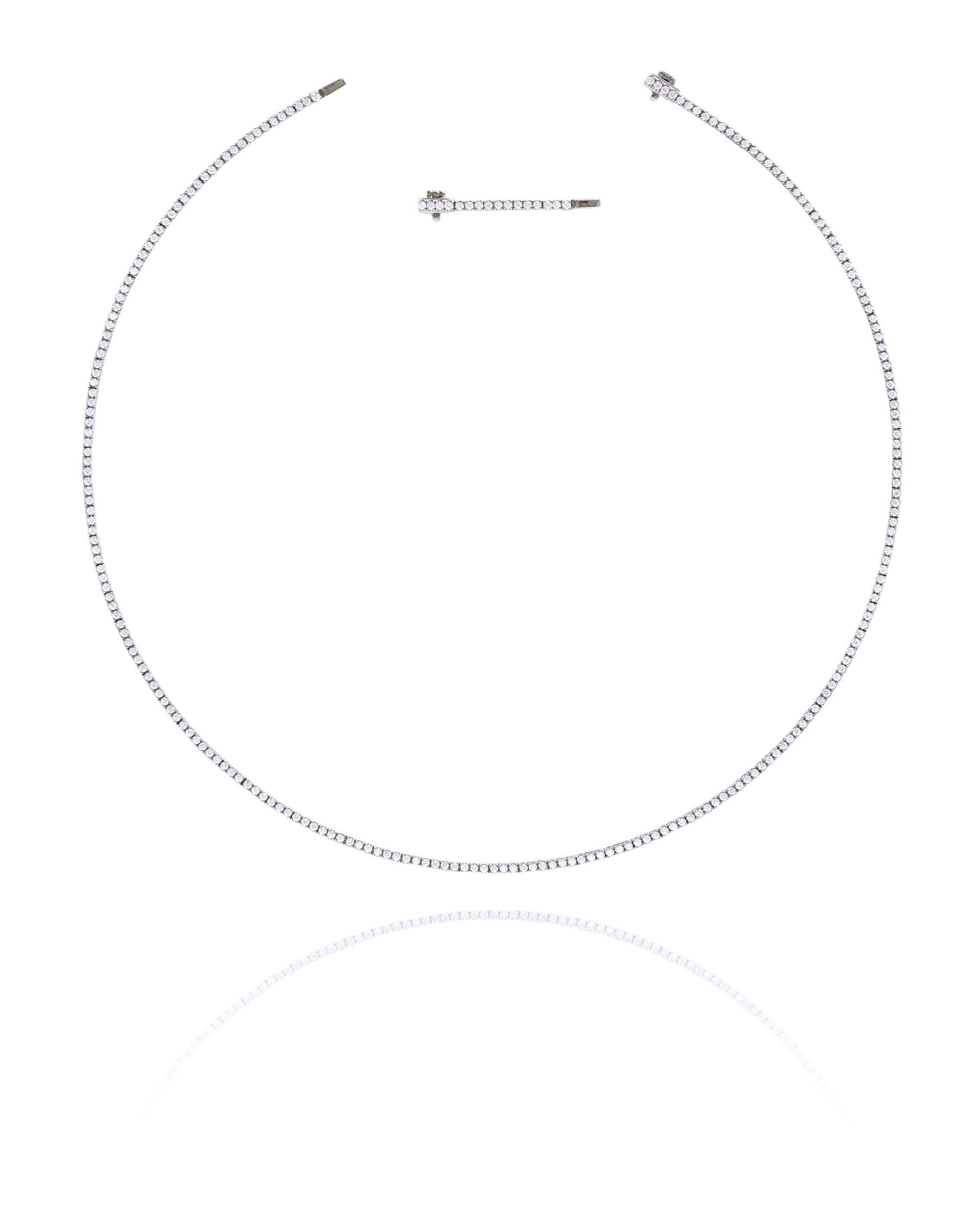 Fine Diamond Line Necklace in White/Rose/Yellow Gold