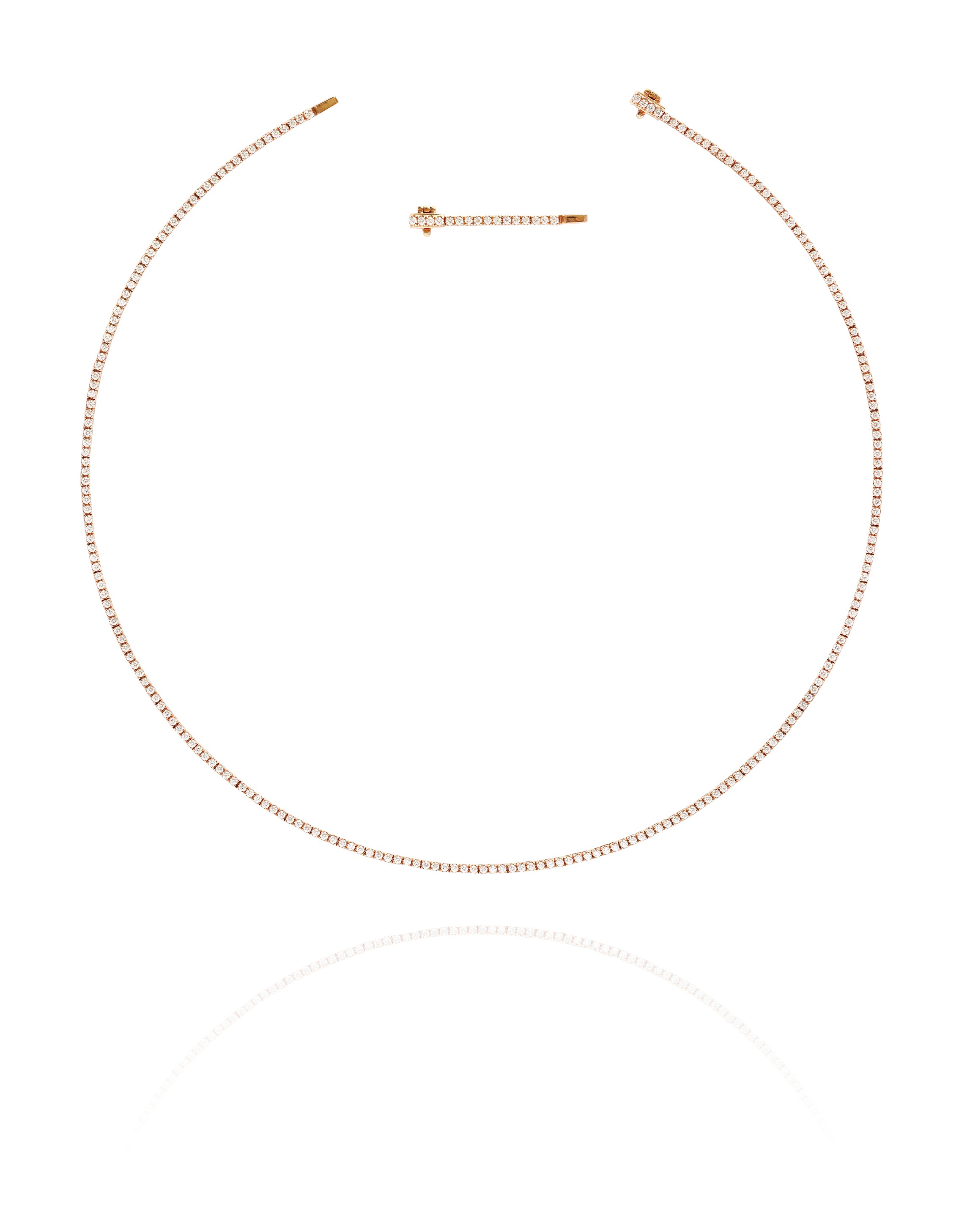 Fine Diamond Line Necklace in White/Rose/Yellow Gold