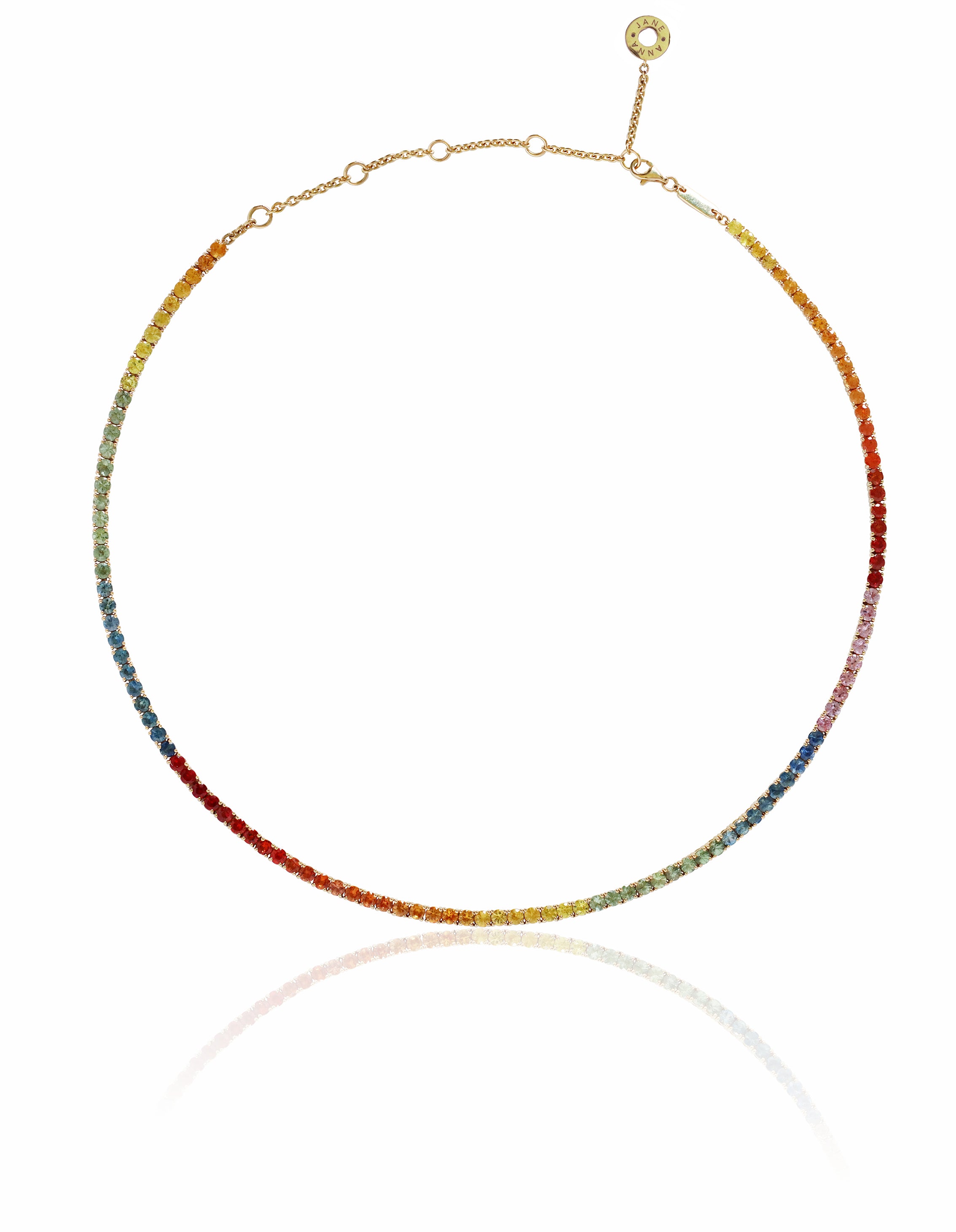 Rainbow Sapphire 3mm Line Necklace in 18K Yellow Gold