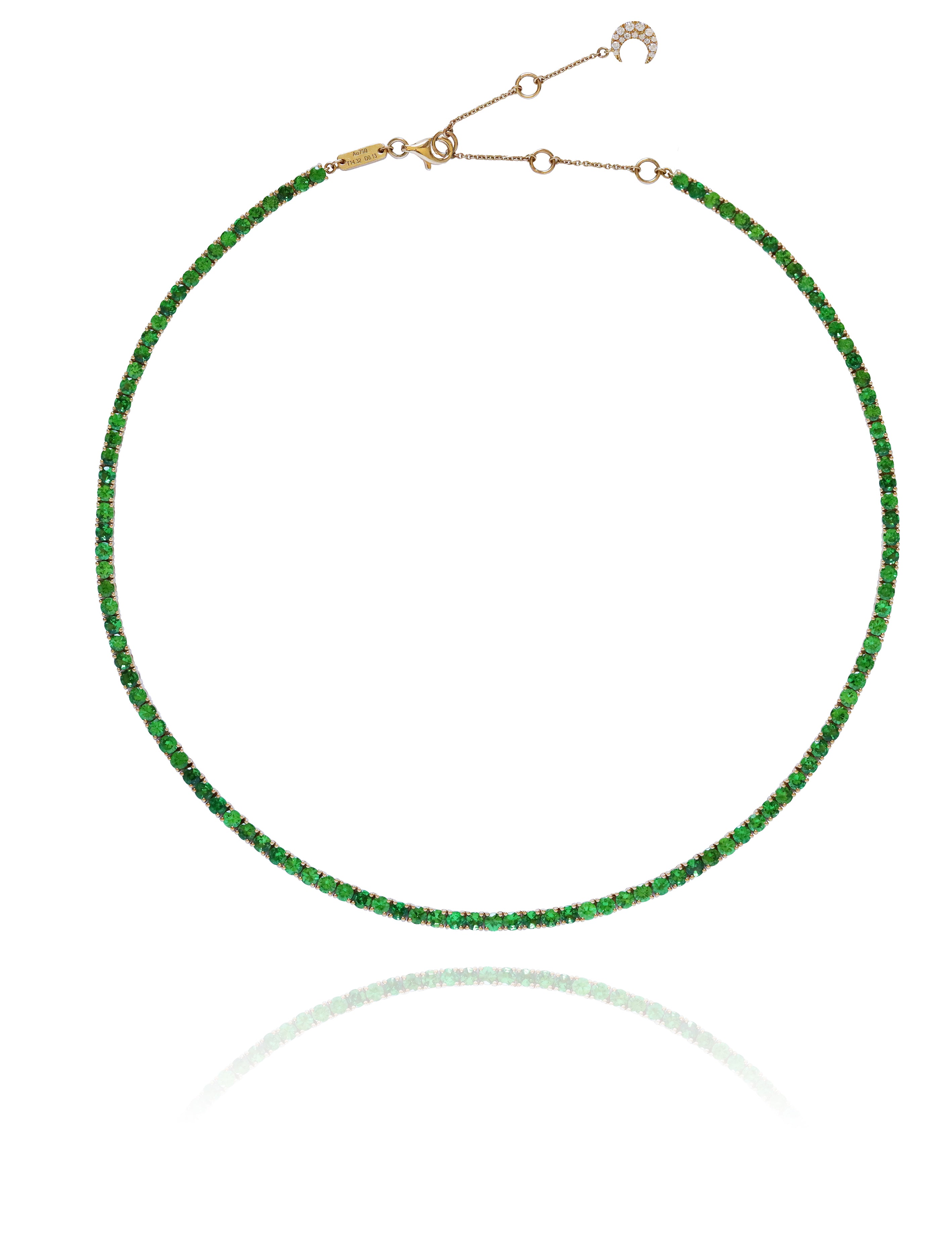 Green Garnet (Tsavorite) 3mm Line Necklace in 18K Yellow Gold