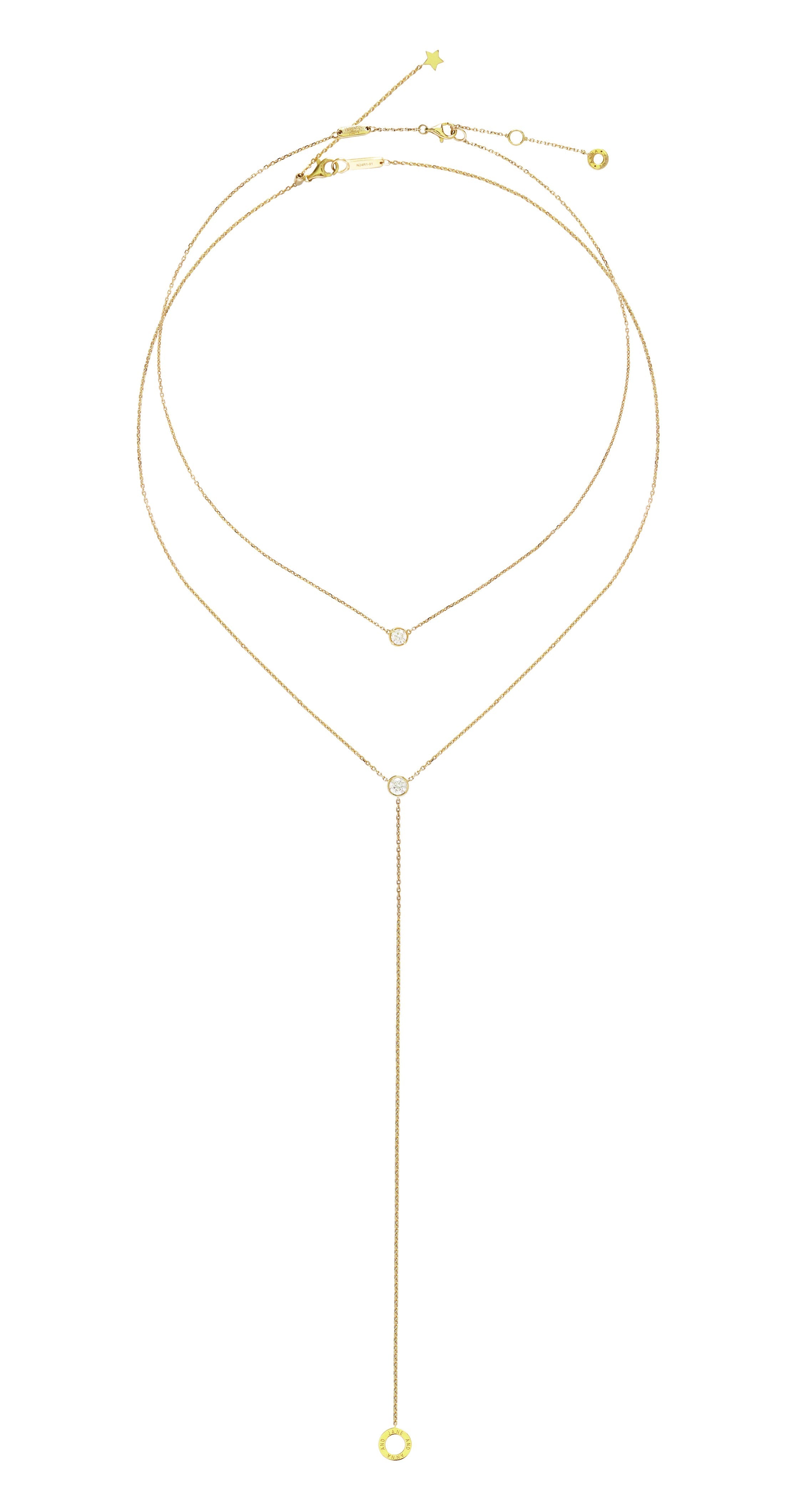V+Y Diamond Necklace Set in Yellow / Rose / White Gold