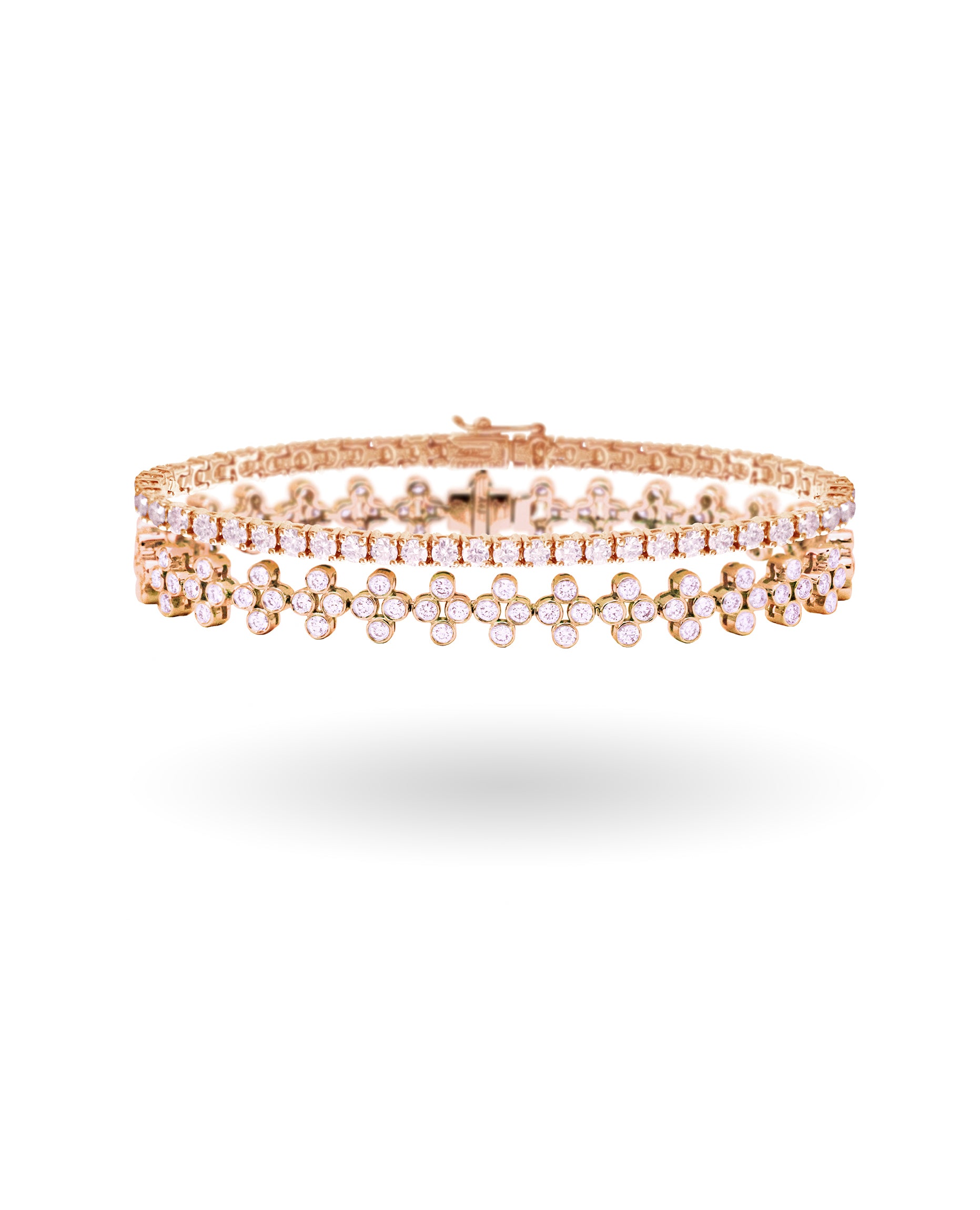 Tattoo and Medium Line Bracelet Bracelet Set in White/ Rose/ Yellow Gold