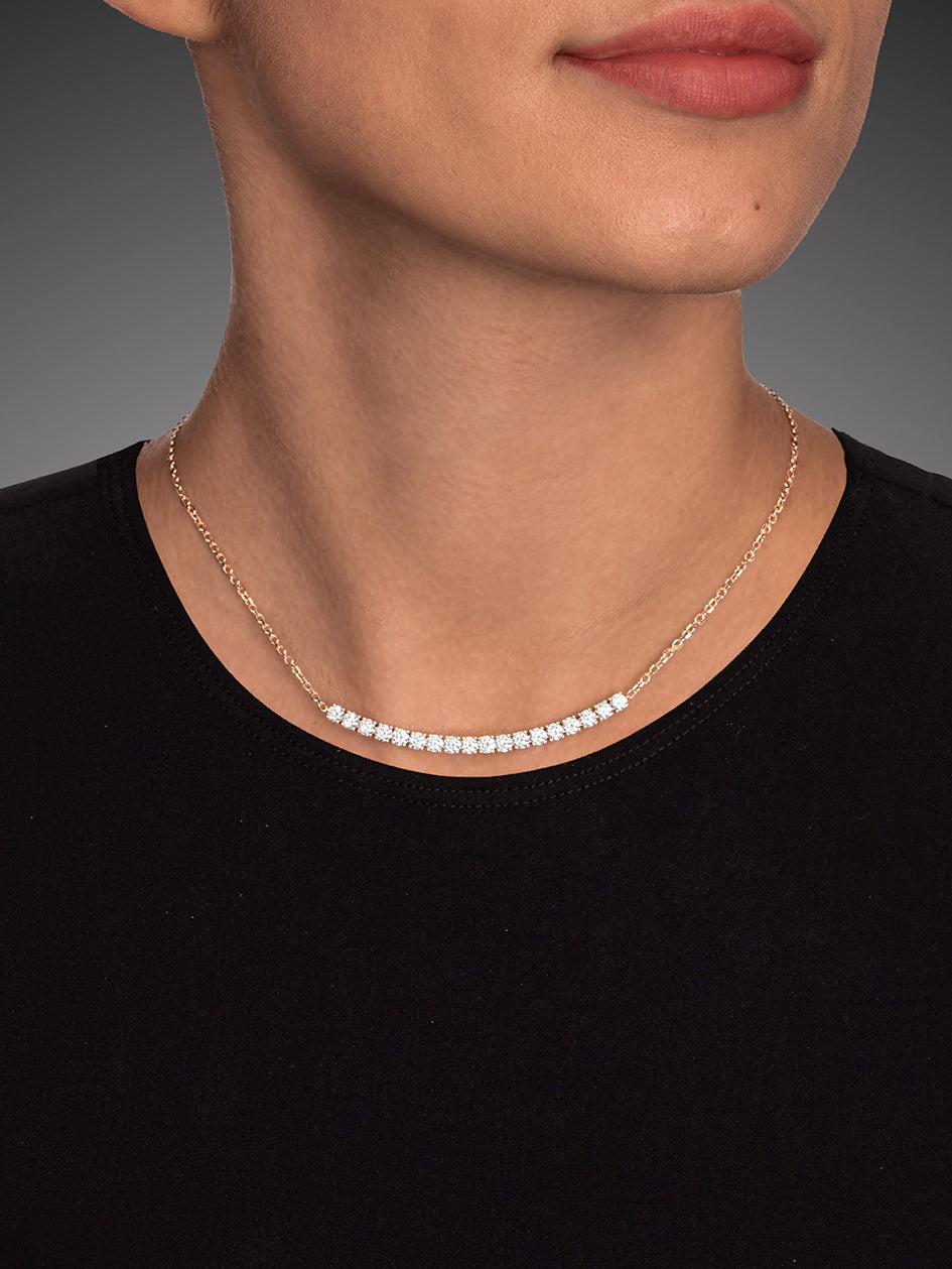 18 Diamonds Choker Necklace in Rose/White/Yellow Gold