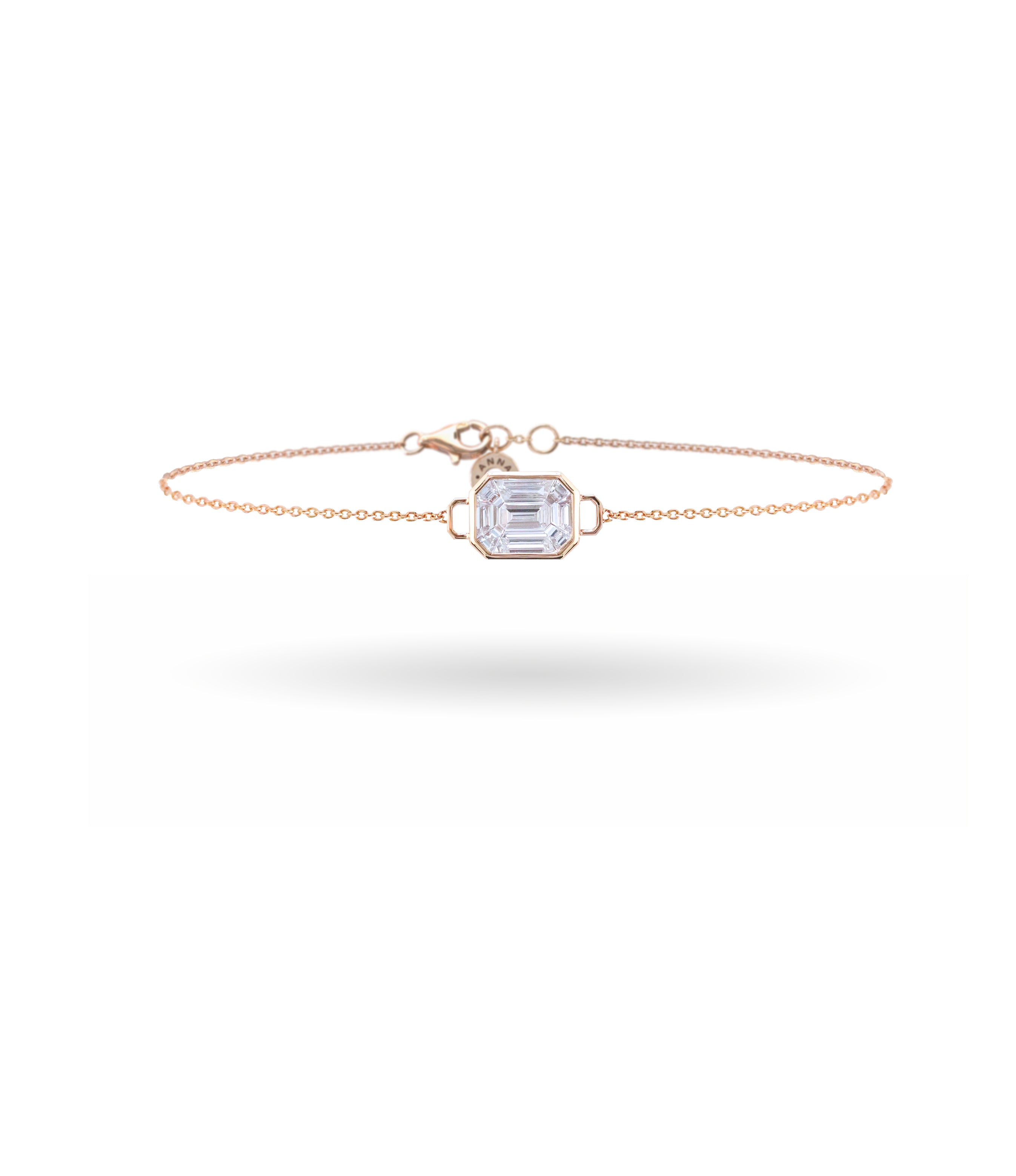 Illusion Emerald Cut Diamond Solitaire Bracelet in 18K Rose Gold