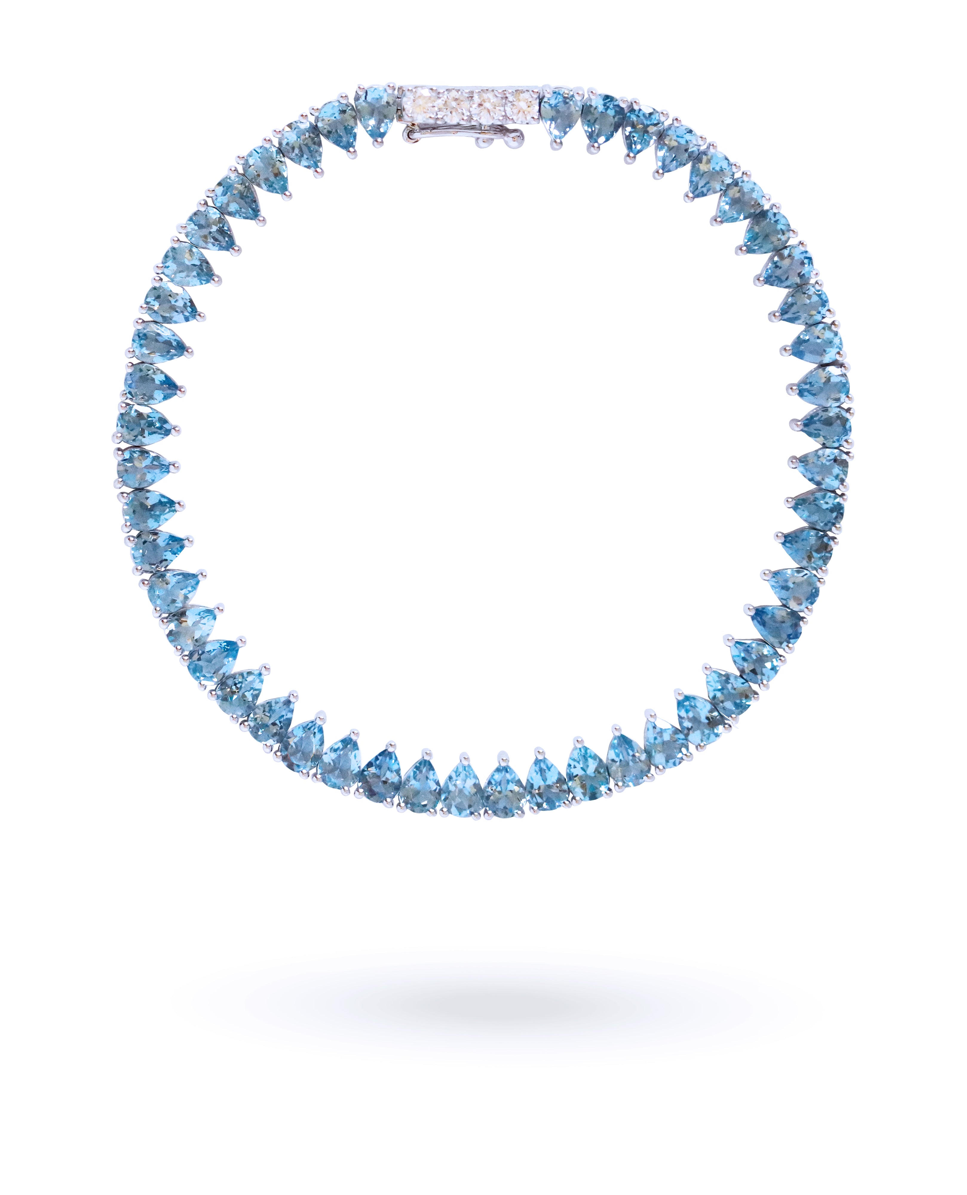 Raindrop Bracelet with Aquamarine and Diamond in 18K White Gold