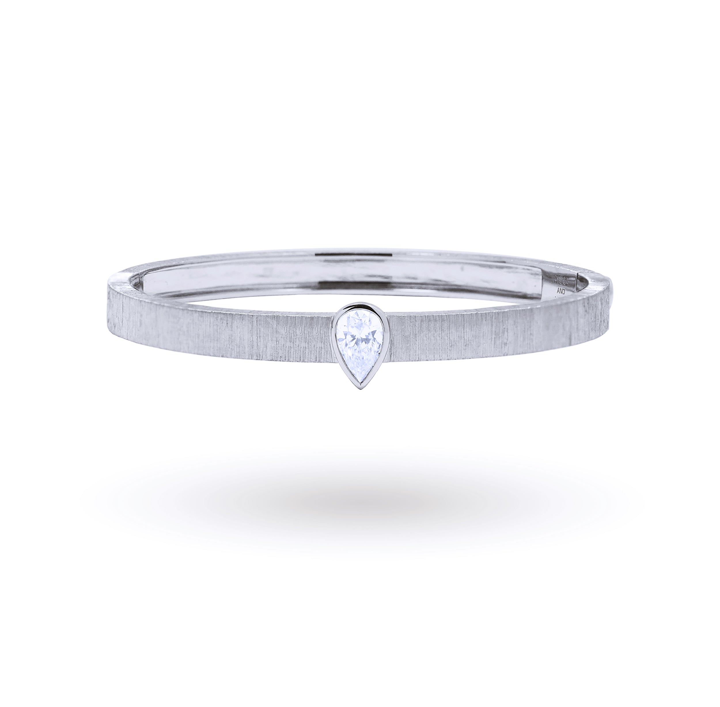 1.01ct Pear Shape Diamond Engraved Bangle in 18K Gold