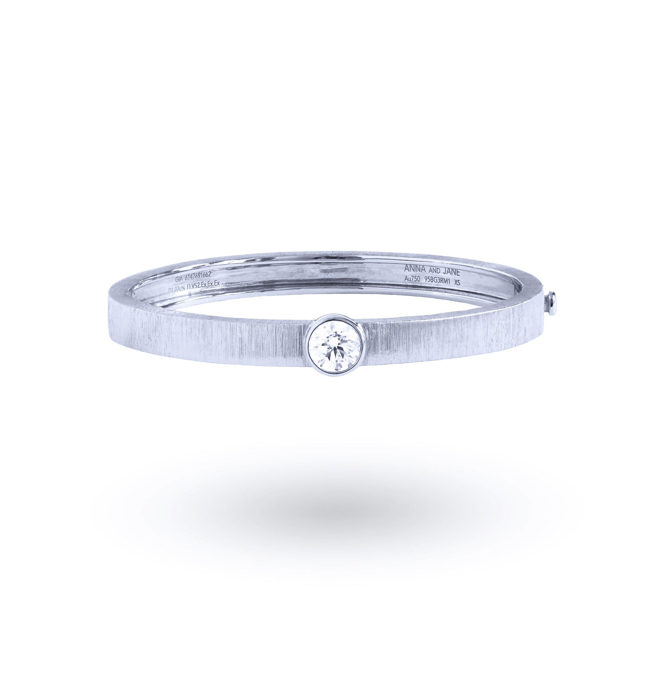 1.01cts Round GIA Solitaire Diamond Engraved Bangle in Rose/White/Yellow Gold
