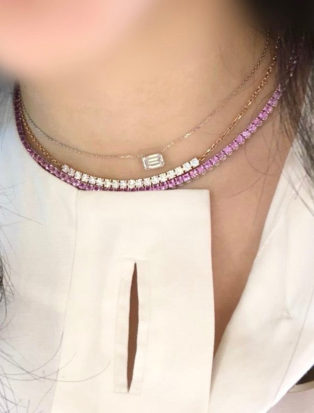 18 Diamonds Choker Necklace in Rose/White/Yellow Gold
