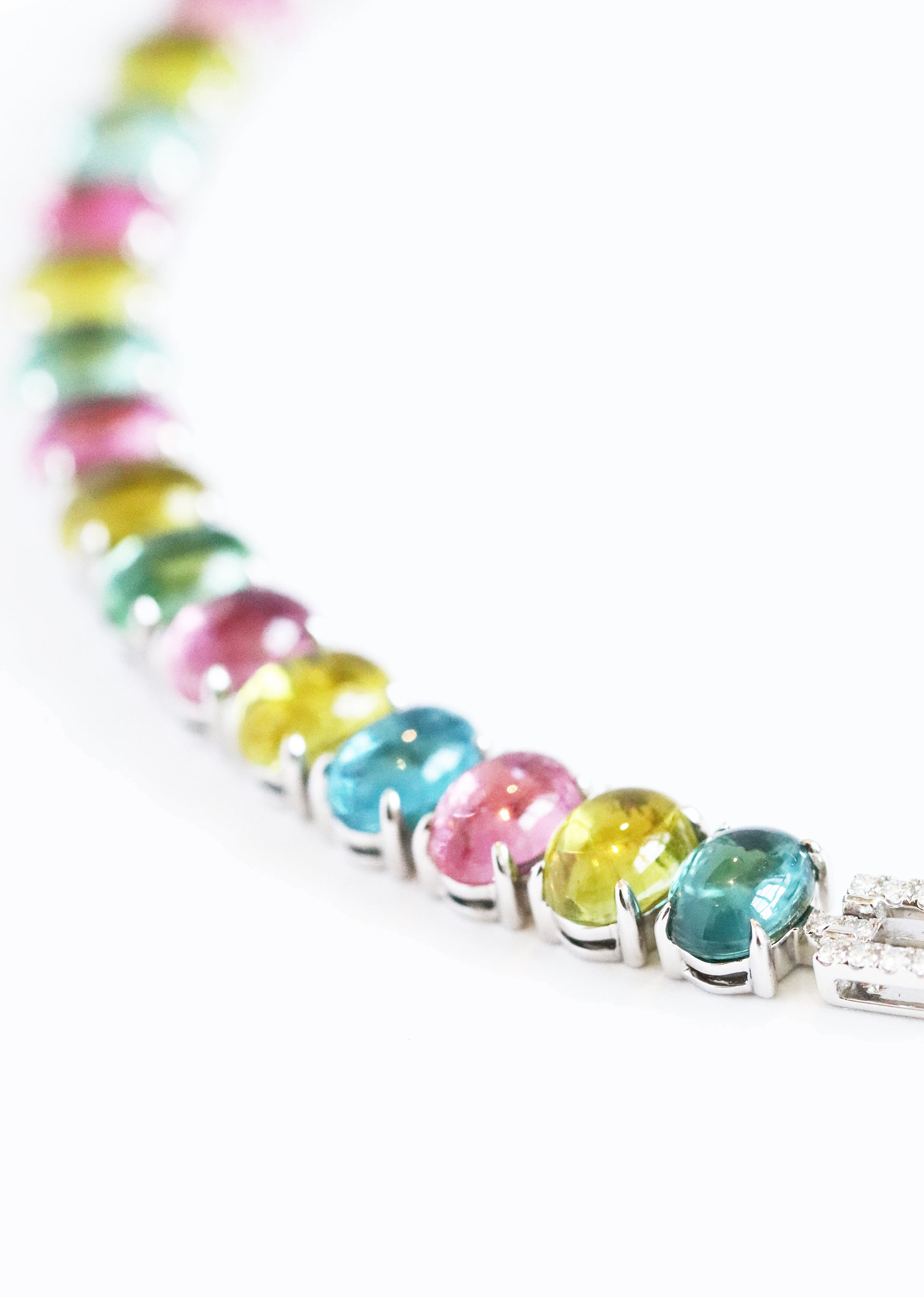 Tourmaline Candy and Diamond Necklace in 18K White Gold