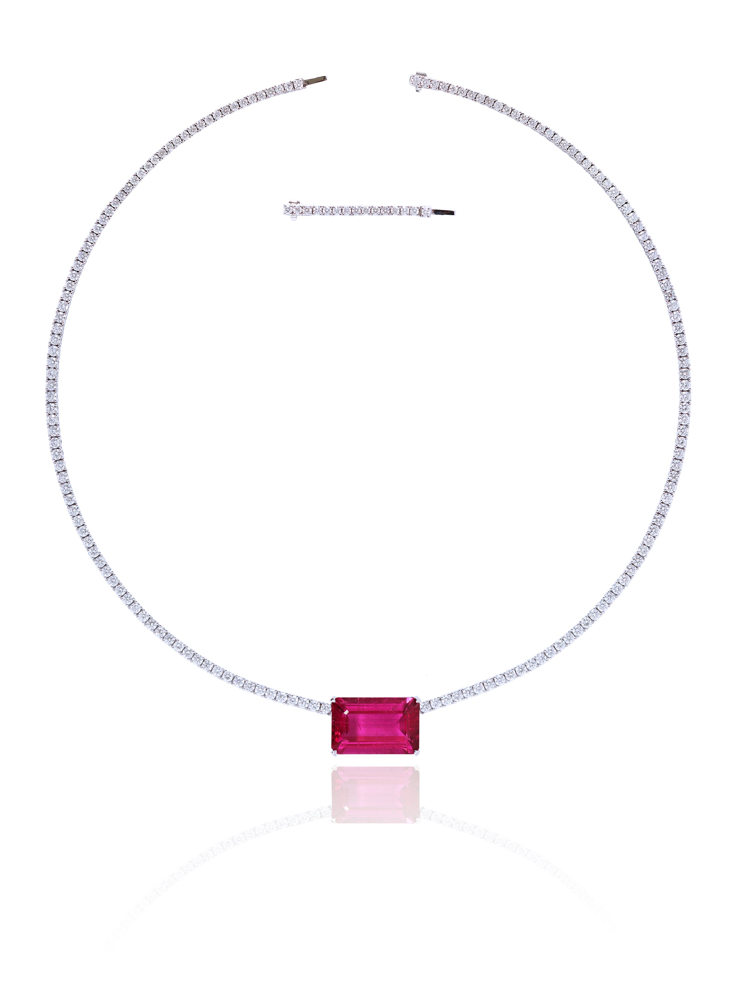 Fuschia Rubellite Diamond Necklace
