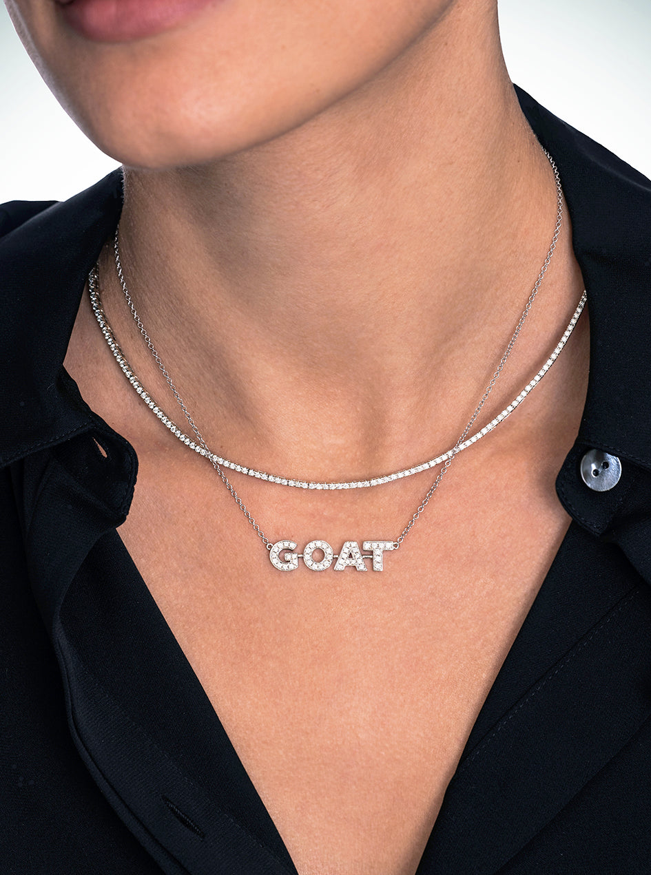 Bespoke Diamond Word Necklace in 18K Gold