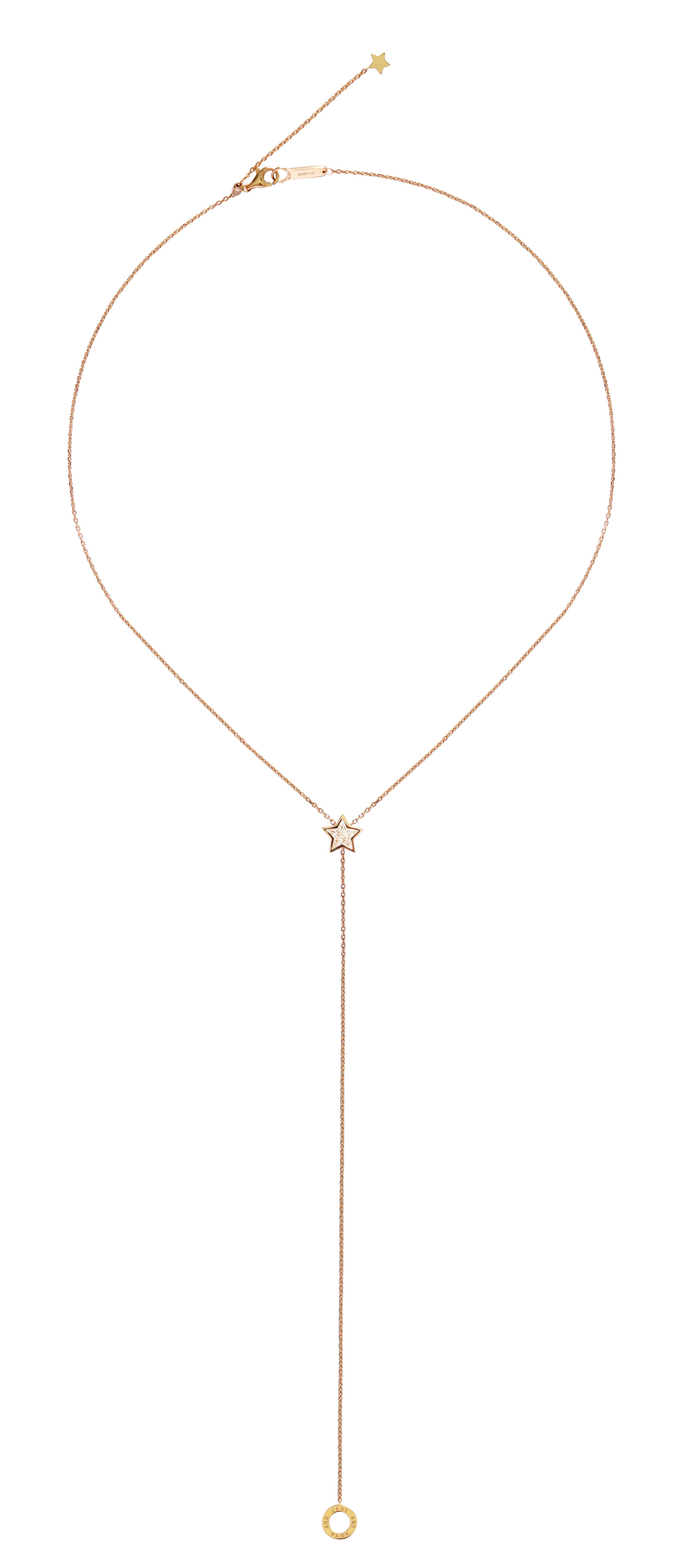 Illusion Diamond Star Lariat Necklace in 18K Rose Gold-Ready To Ship