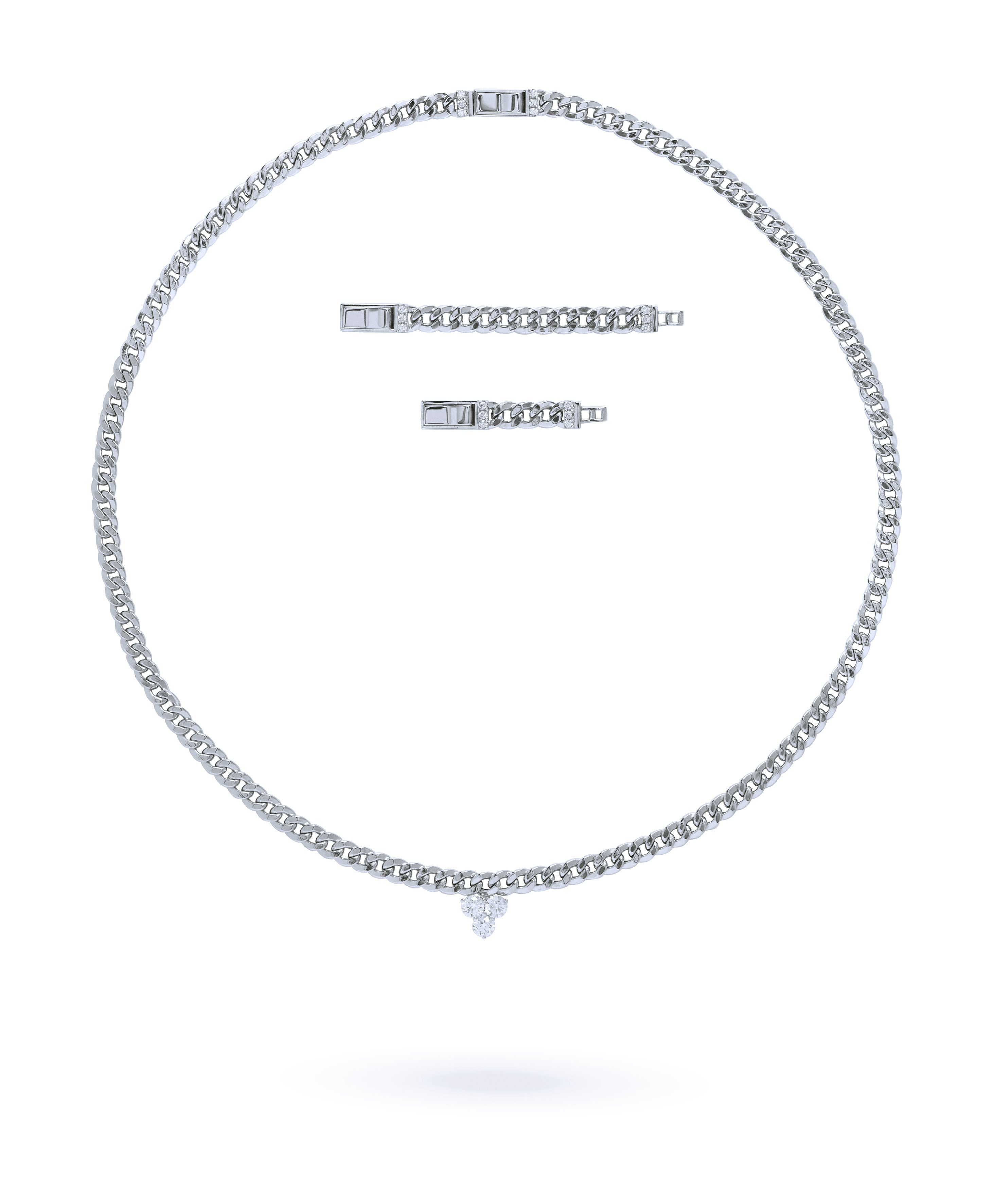 Trinity Diamonds Chain Necklace with Extensions in Rose|Yellow Gold