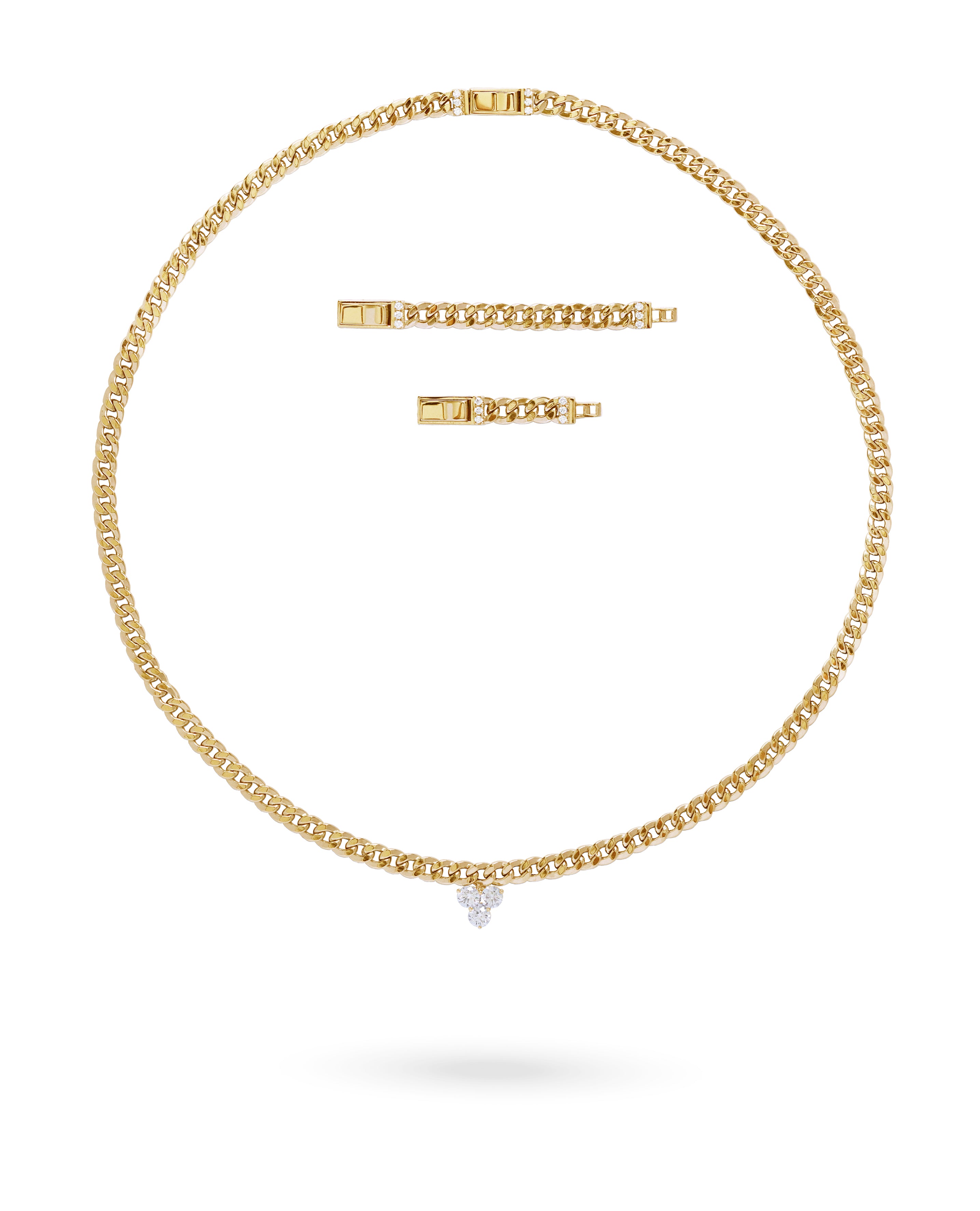 Trinity Diamonds Chain Necklace with Extensions in White Gold