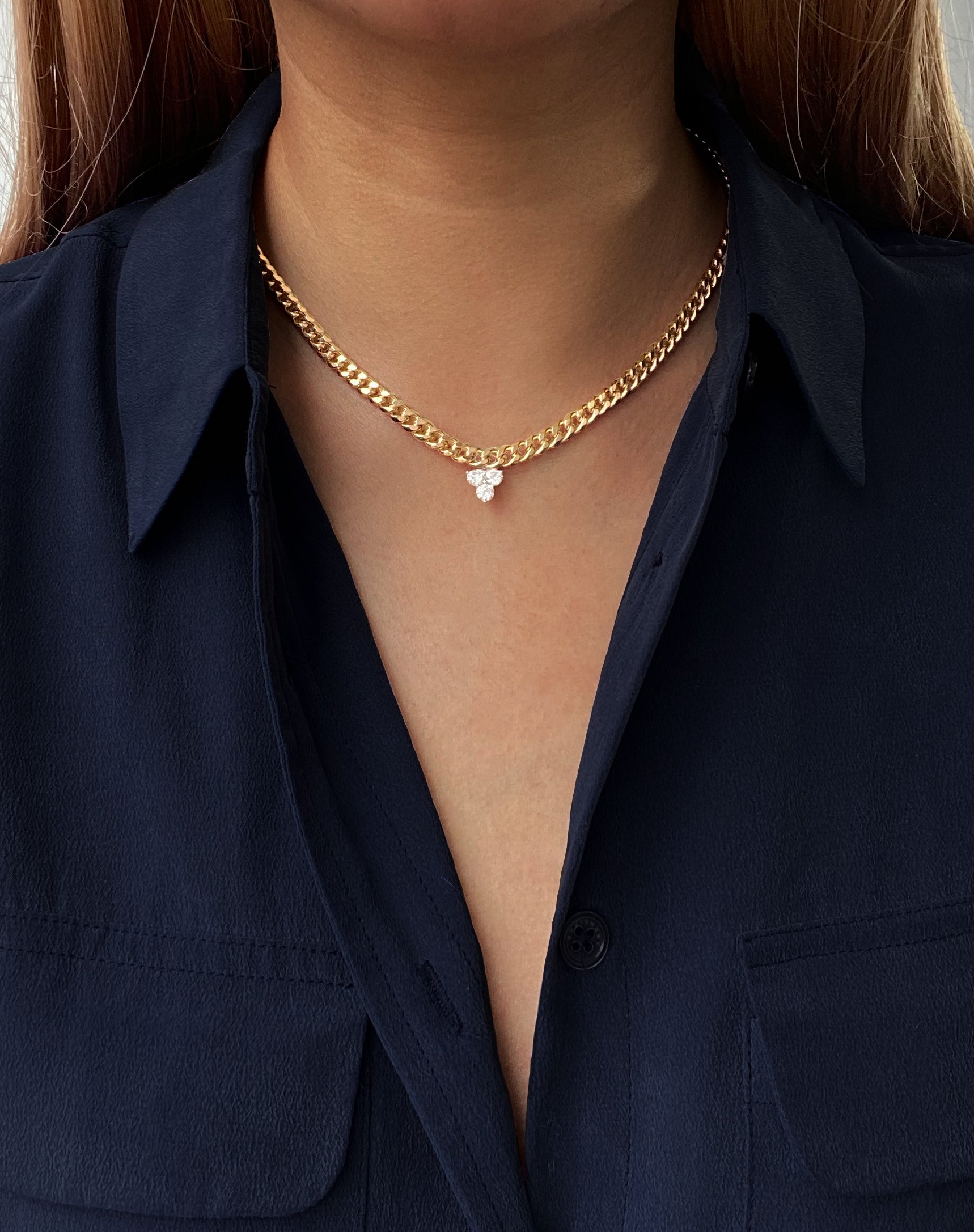 Trinity Diamonds Chain Necklace with Extensions in Rose|Yellow Gold