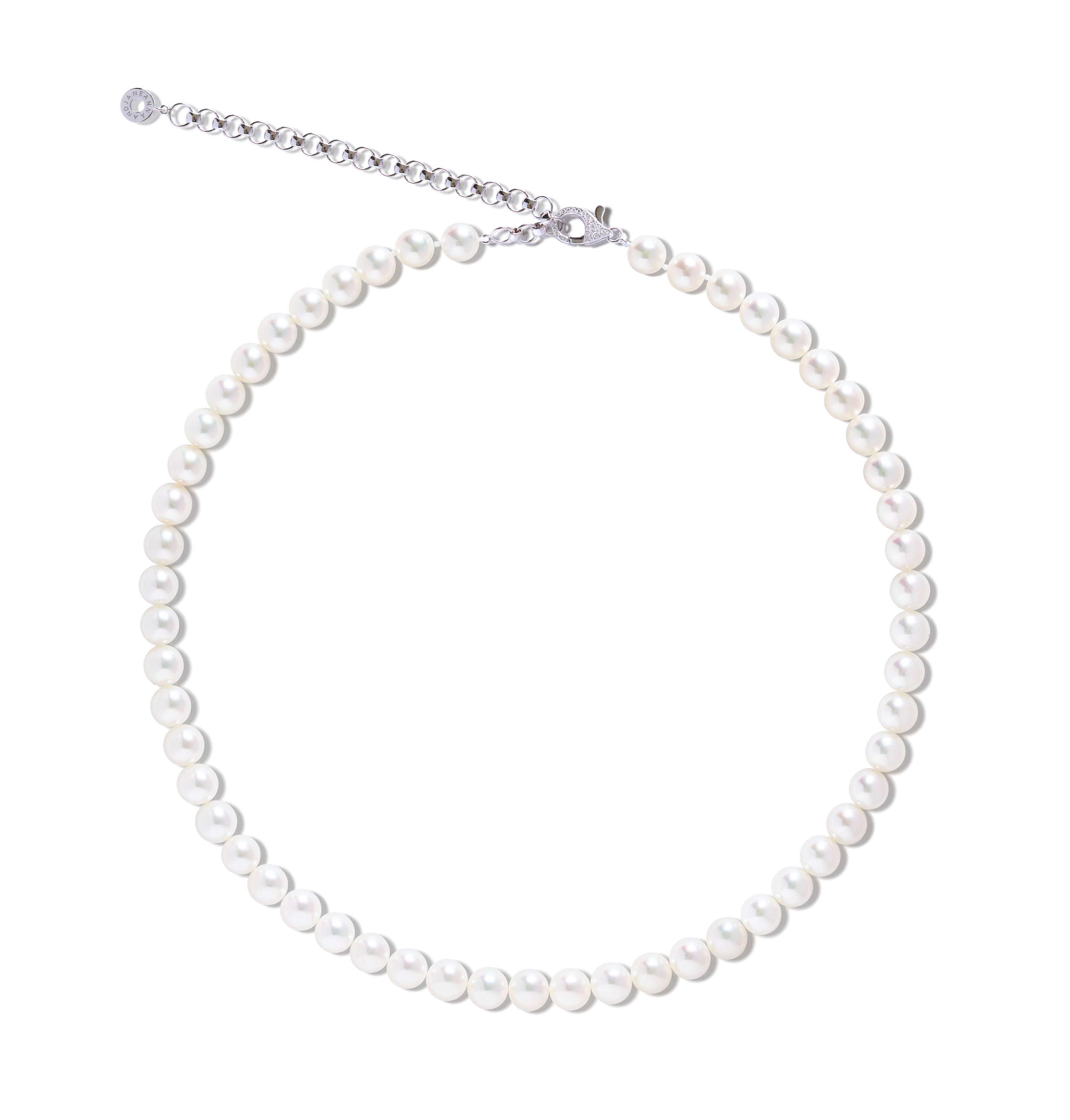 Akoya Pearl Necklace with Diamond and 18K White Gold Accessories