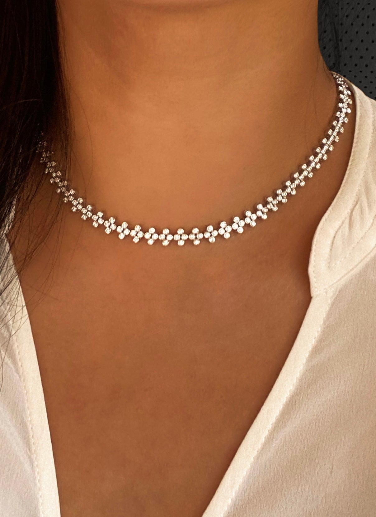 Diamond Tattoo Necklace in 18K White Gold