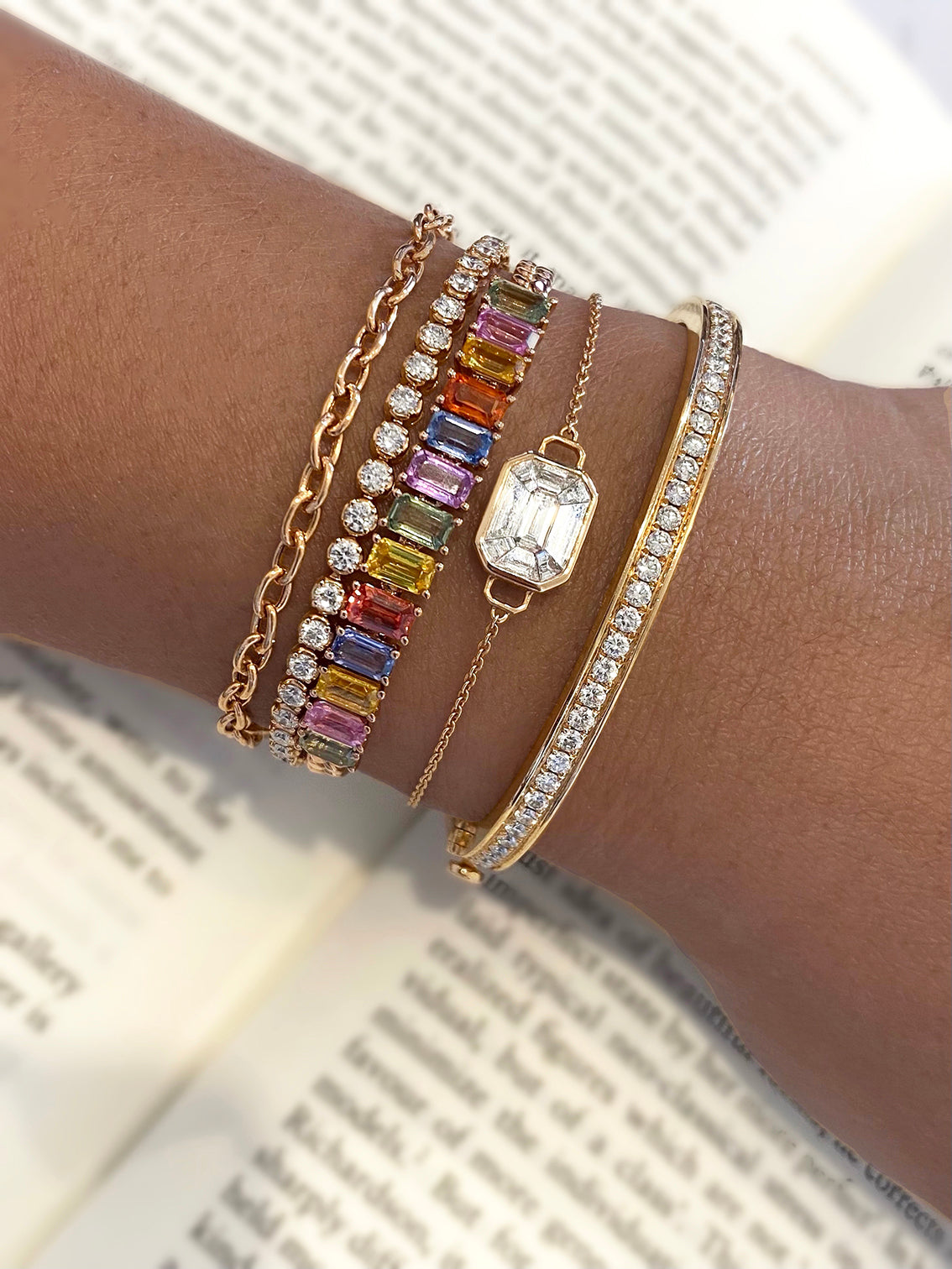 Illusion Emerald Cut Diamond Solitaire Bracelet in 18K Rose Gold