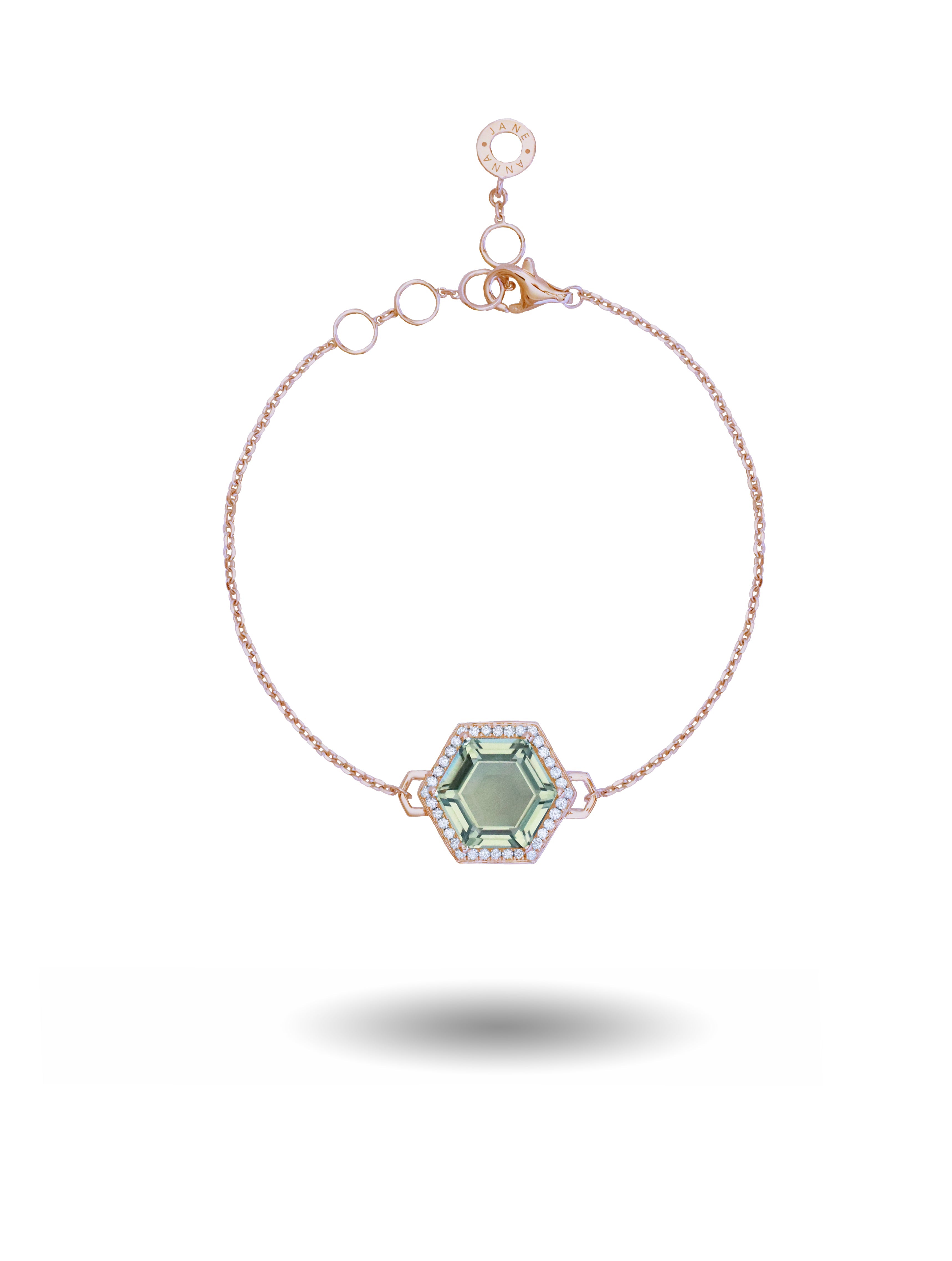 Green Amethyst and Diamond Bracelet in 18K Gold