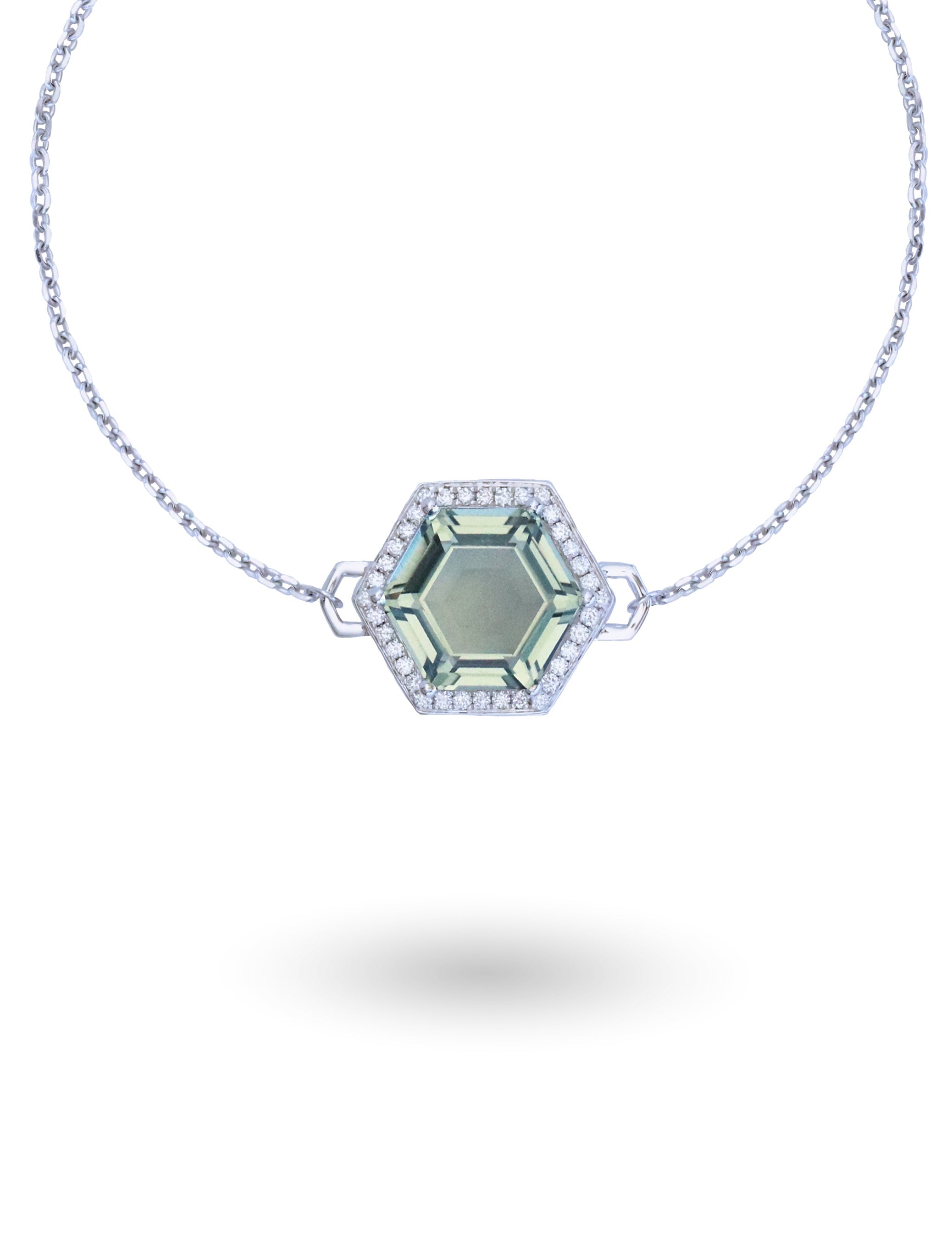 Green Amethyst and Diamond Bracelet in 18K Gold