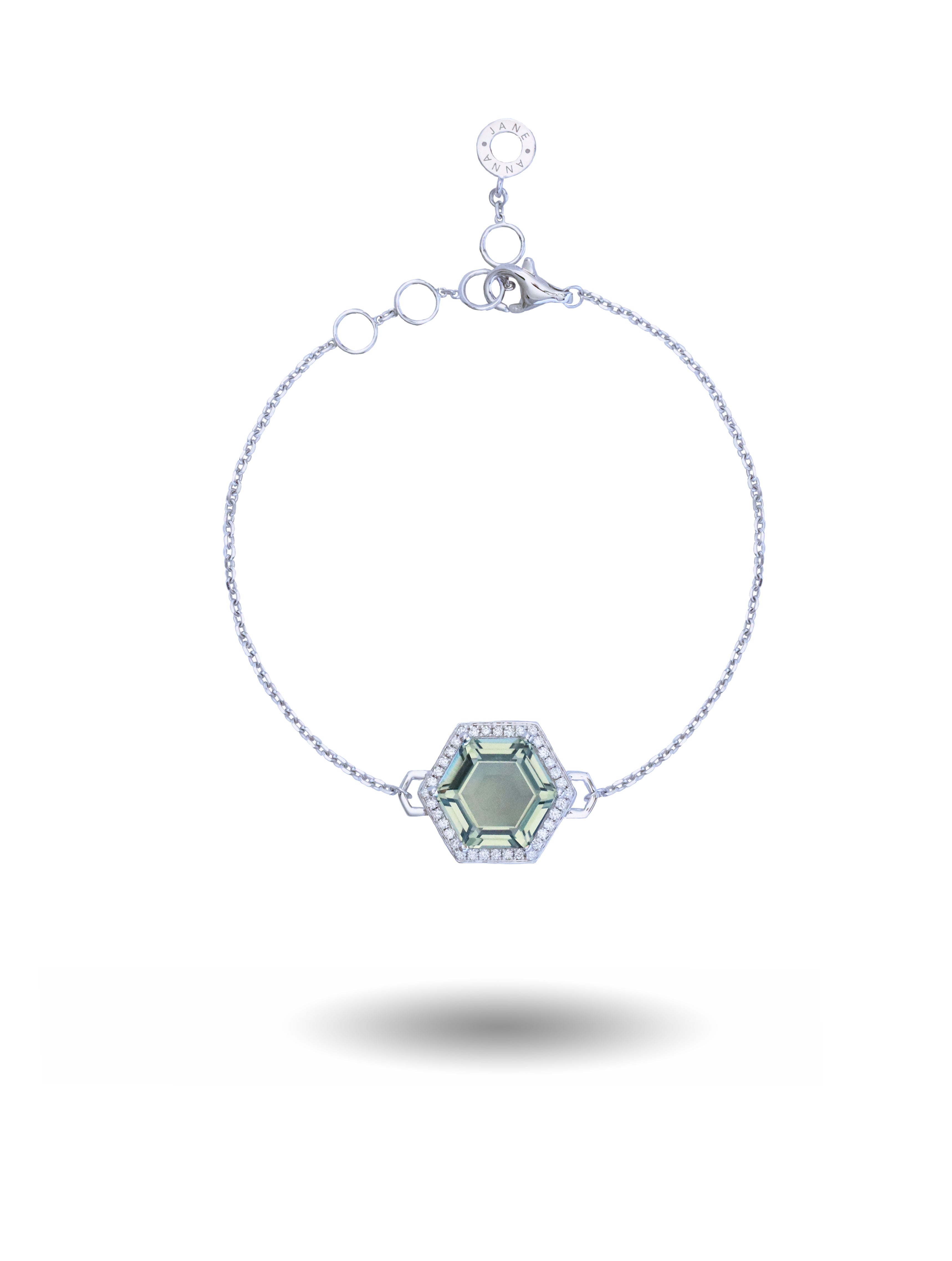 Green Amethyst and Diamond Bracelet in 18K Gold