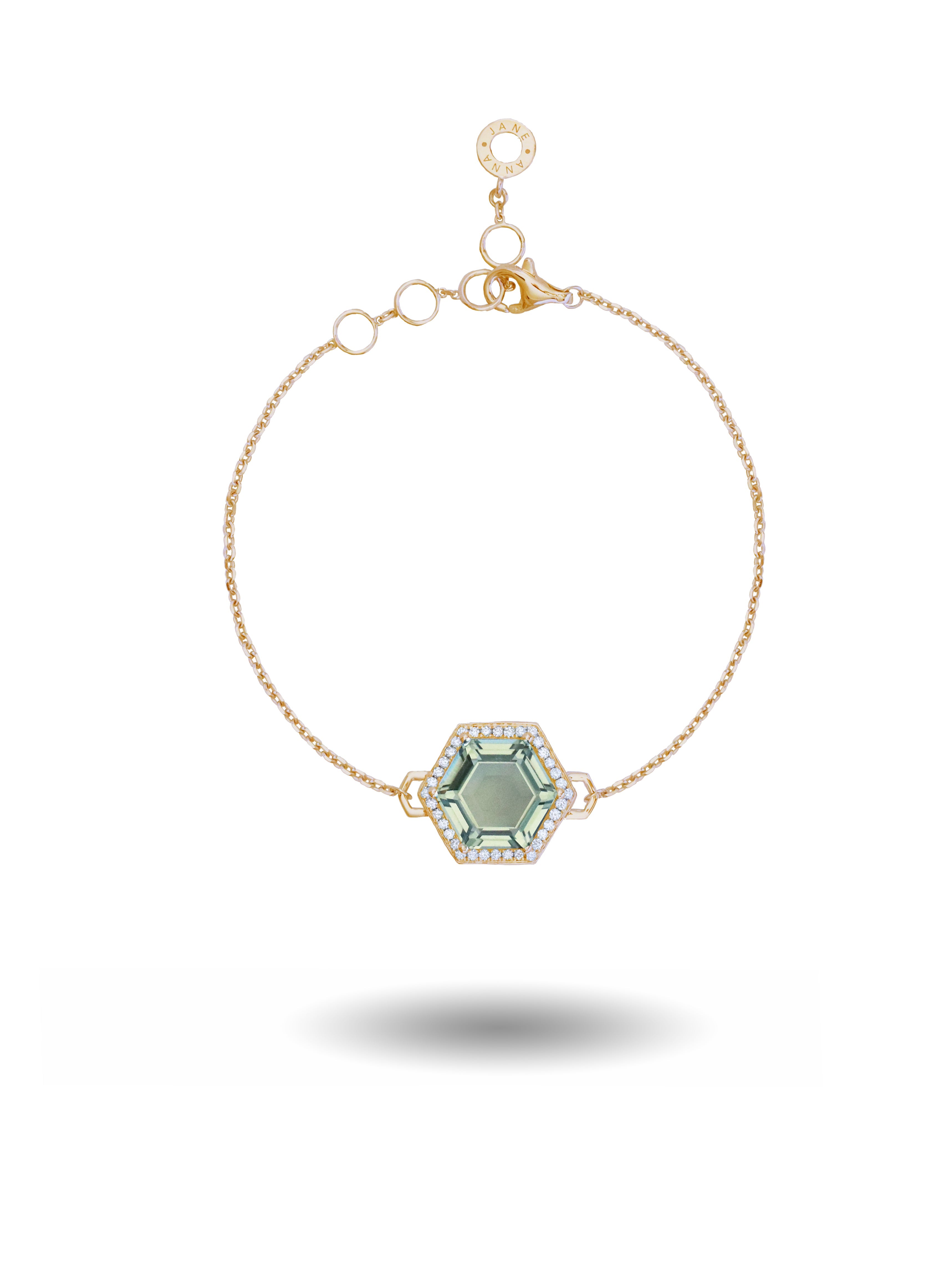 Green Amethyst and Diamond Bracelet in 18K Gold