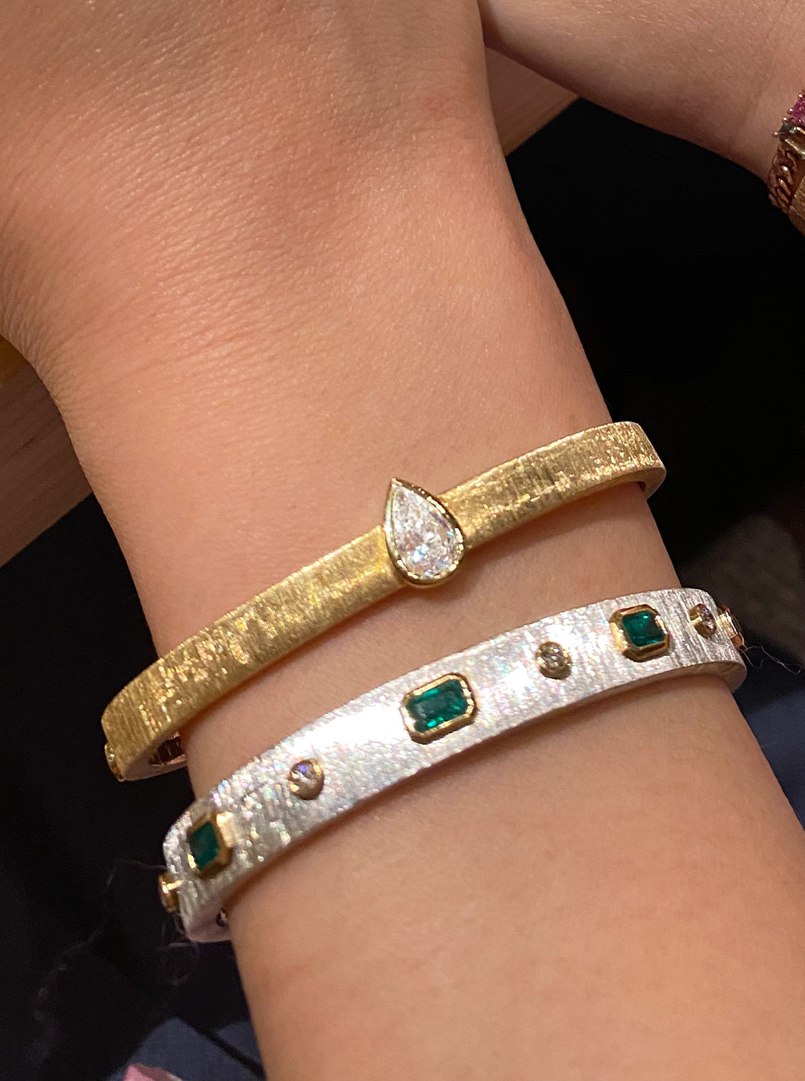 Bespoke GIA Solitaire Diamond Engraved Bangle in Rose Gold