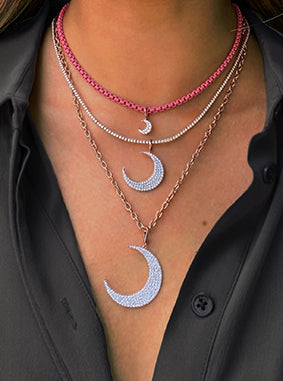 Medium Moon Charm in 18K Rose/White/Yellow Gold