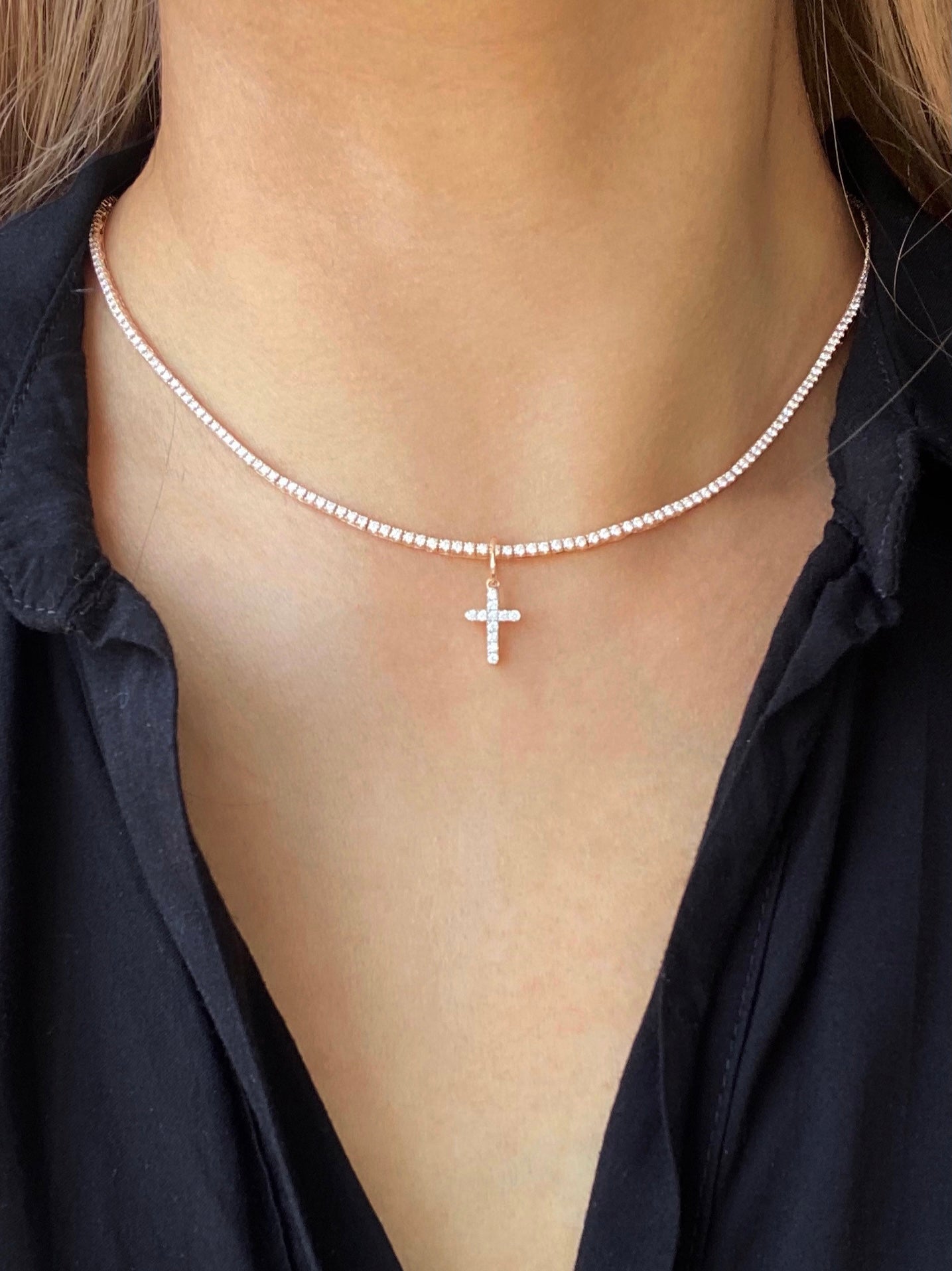 Mini Cross Charm in Rose|White|Yellow Gold