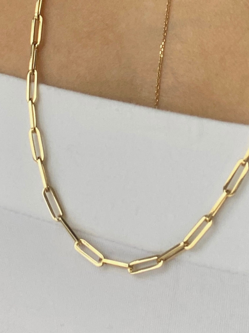 Paper Clip Necklace 28" in 18K Yellow Gold