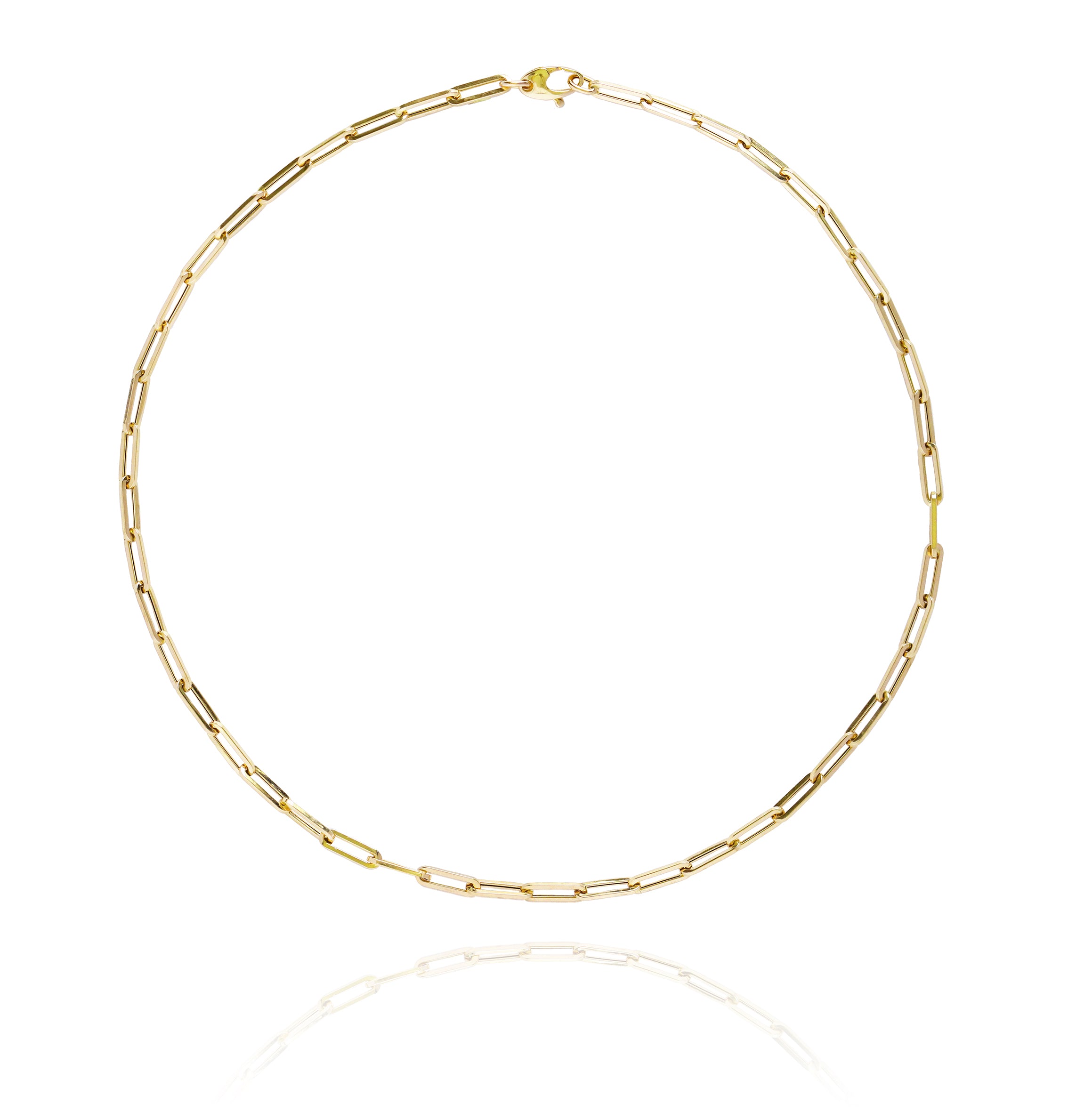 Paper Clip Necklace 28" in 18K Yellow Gold