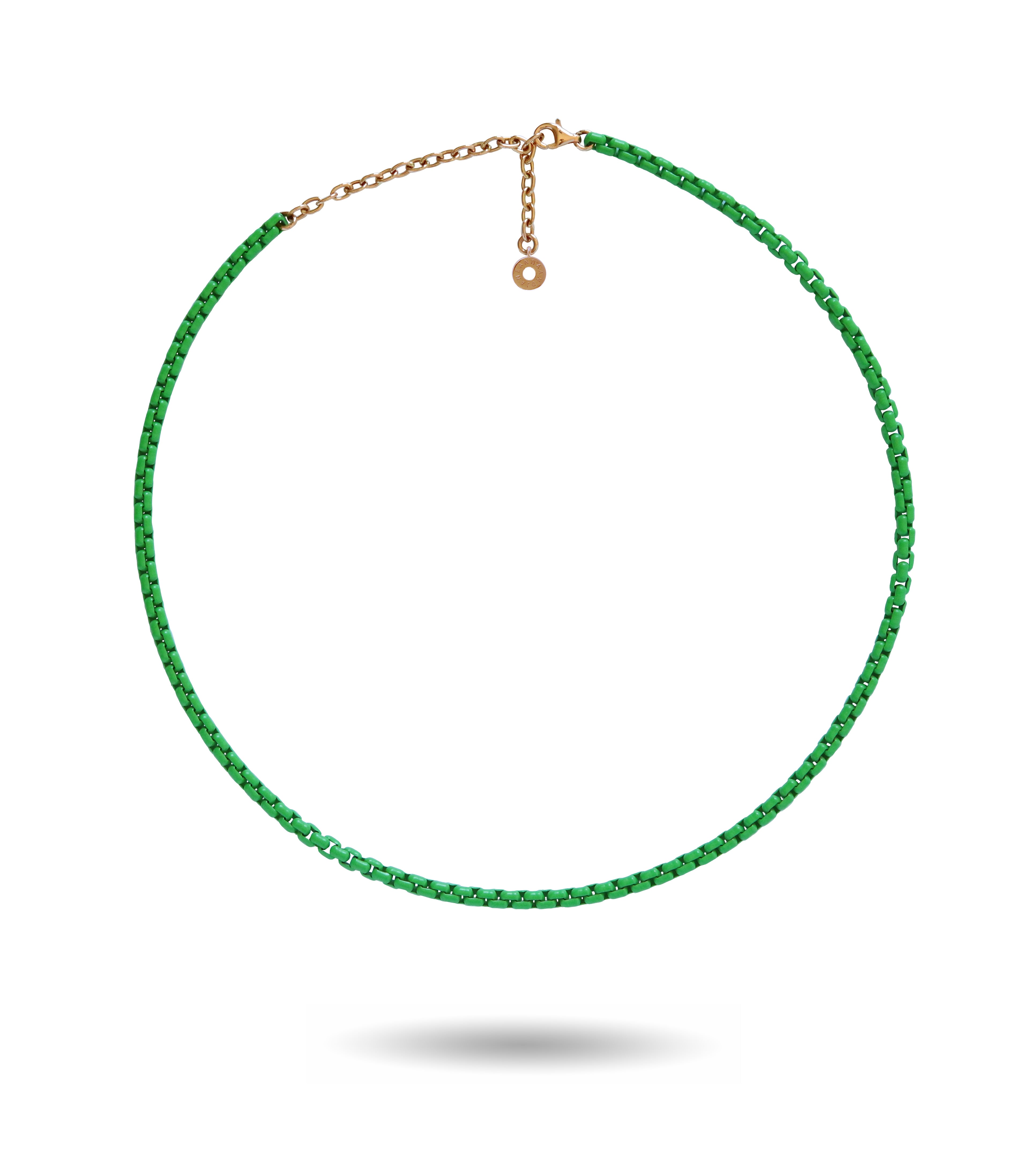 グリーンピース エナメル チェーン ネックレス 18K ゴールド アクセサリー付き (中)