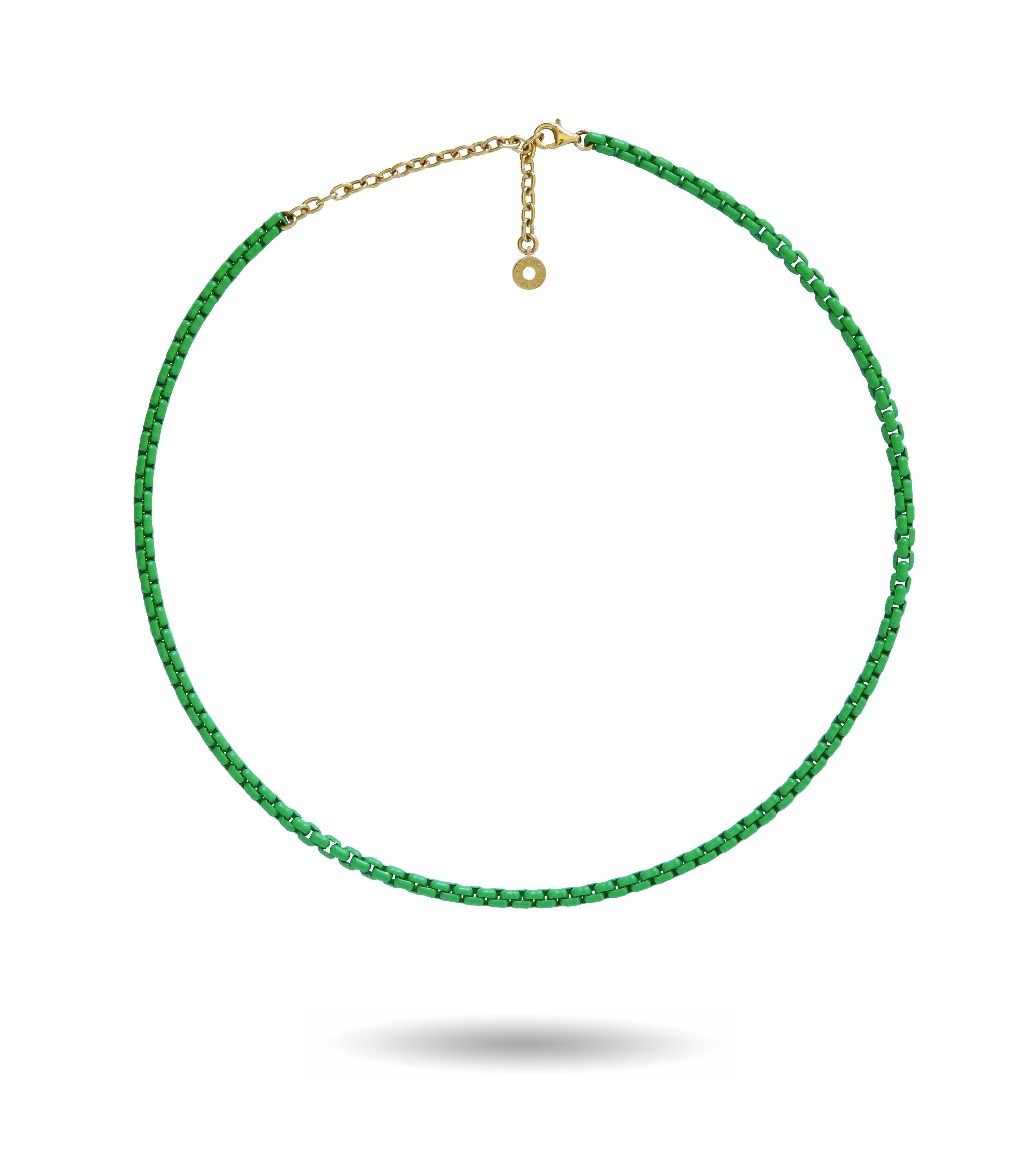グリーンピース エナメル チェーン ネックレス 18K ゴールド アクセサリー付き (中)