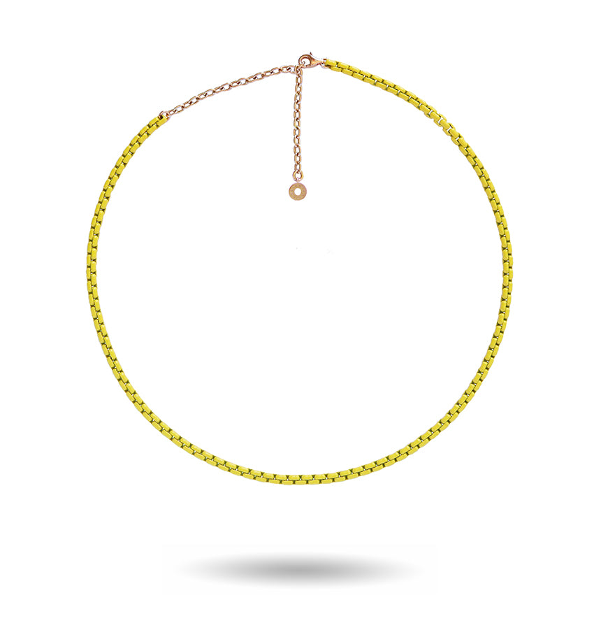 18K ゴールド アクセサリー付きイエロー エナメル チェーン ネックレス (中)