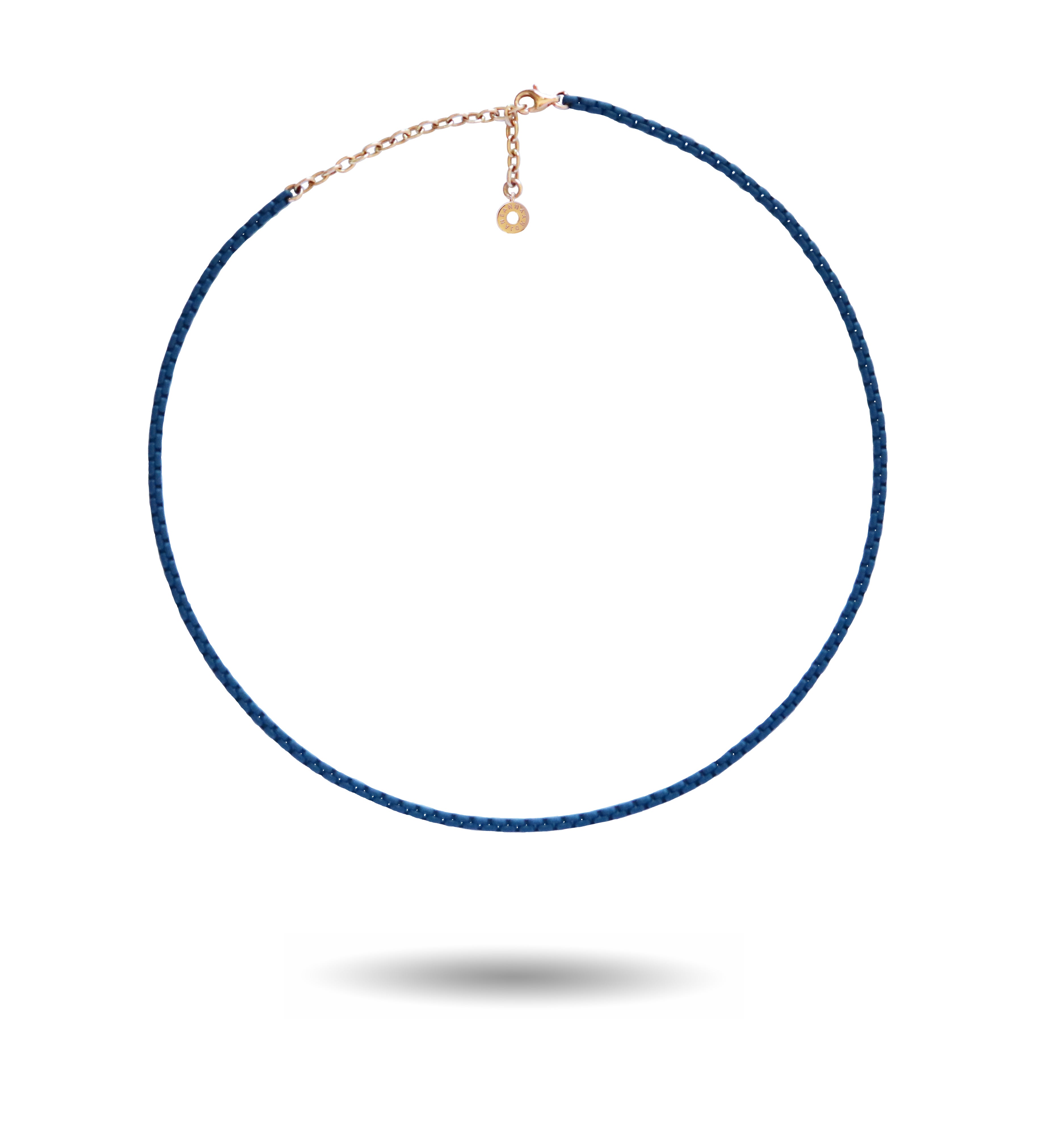 Navy Blue Enamelled Chain Necklace with 18K Gold Accessories (Fine)-READY